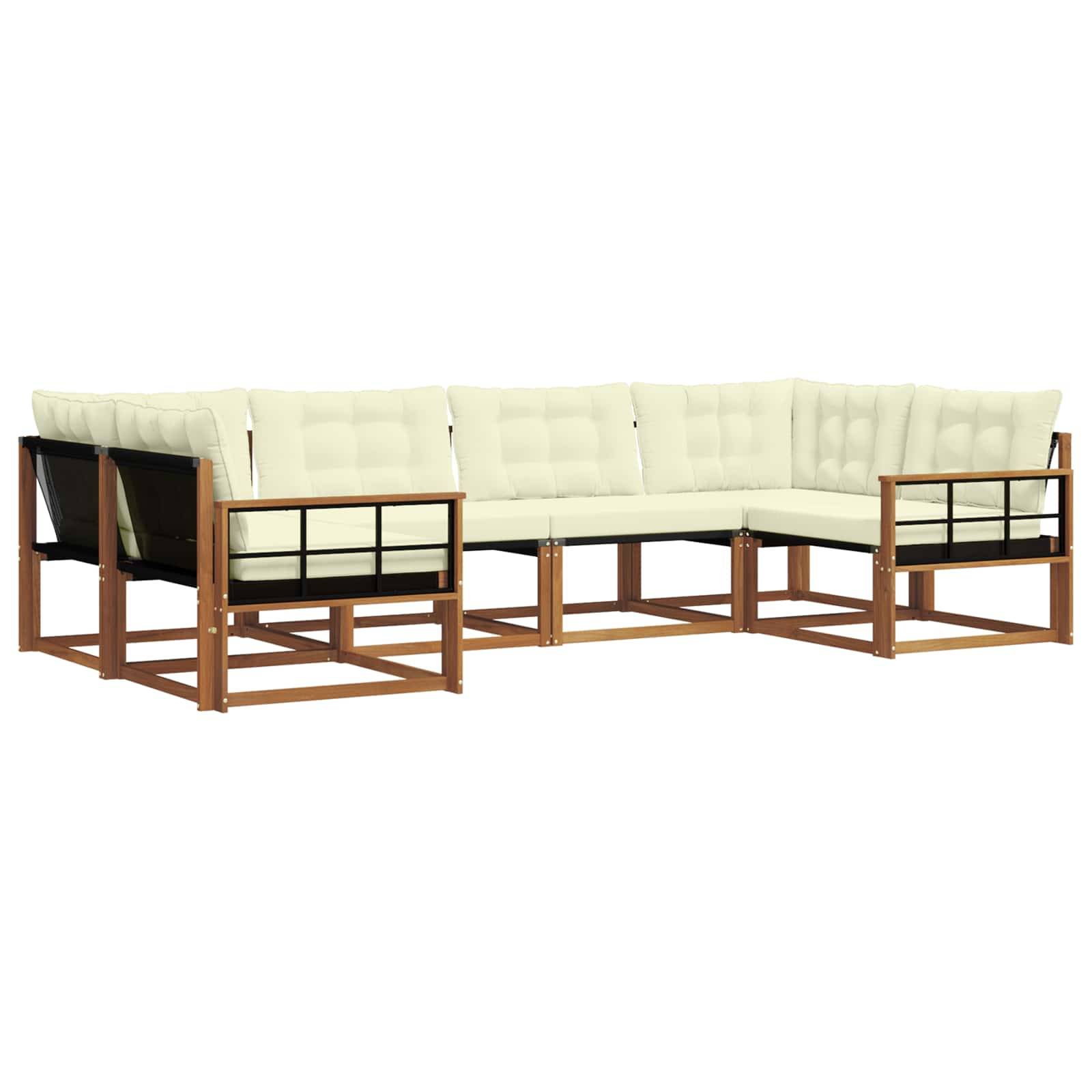 vidaXL Outdoor-Sofagarnitur mit Kissen 6 pcs Natur und Creme