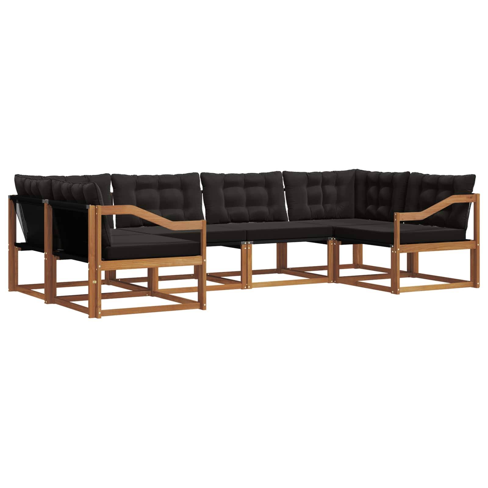 vidaXL Outdoor-Sofagarnitur mit Kissen 6 pcs Natürlich und Schwarz
