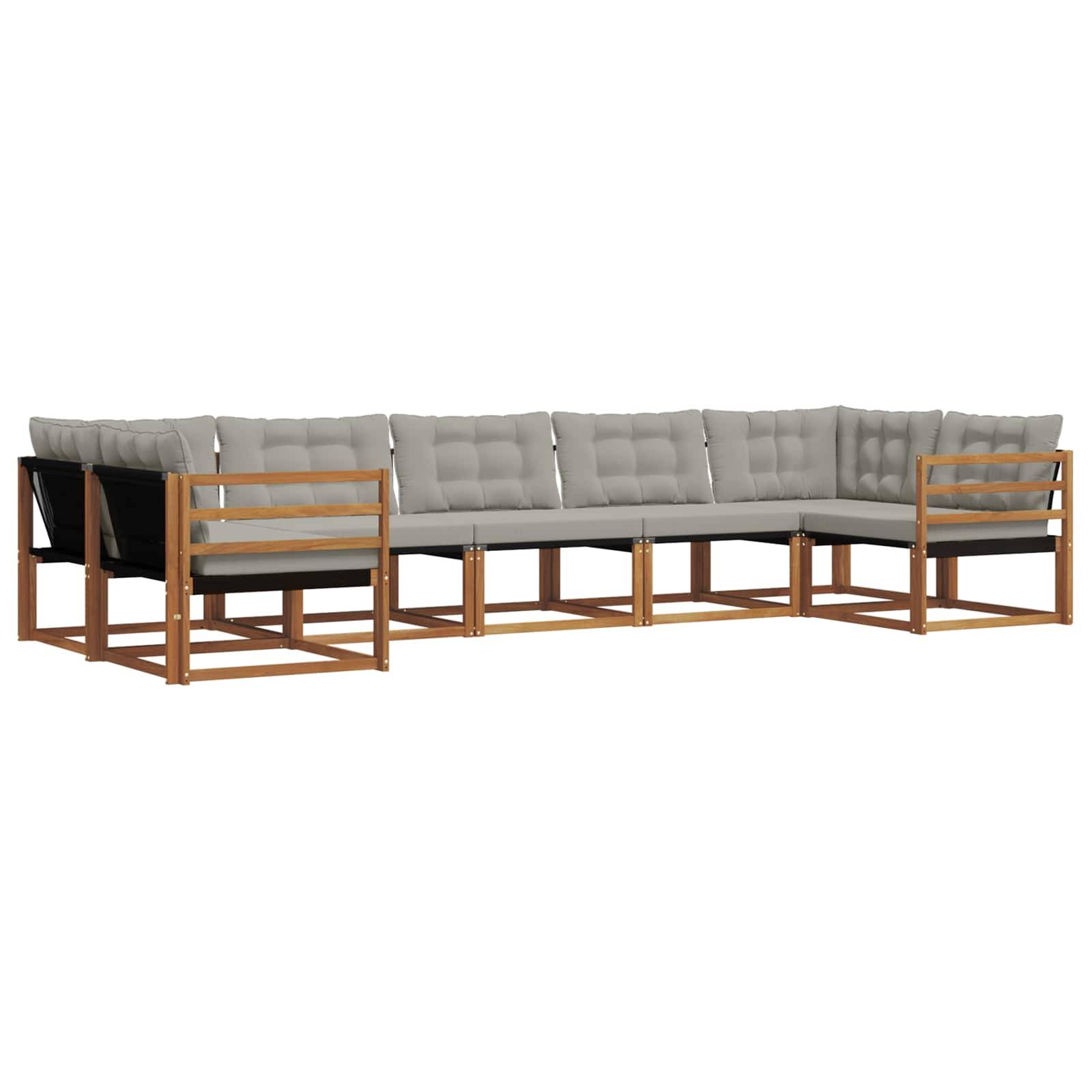 vidaXL Outdoor-Sofagarnitur mit Kissen 7 pcs Natürlich und Hellgrau