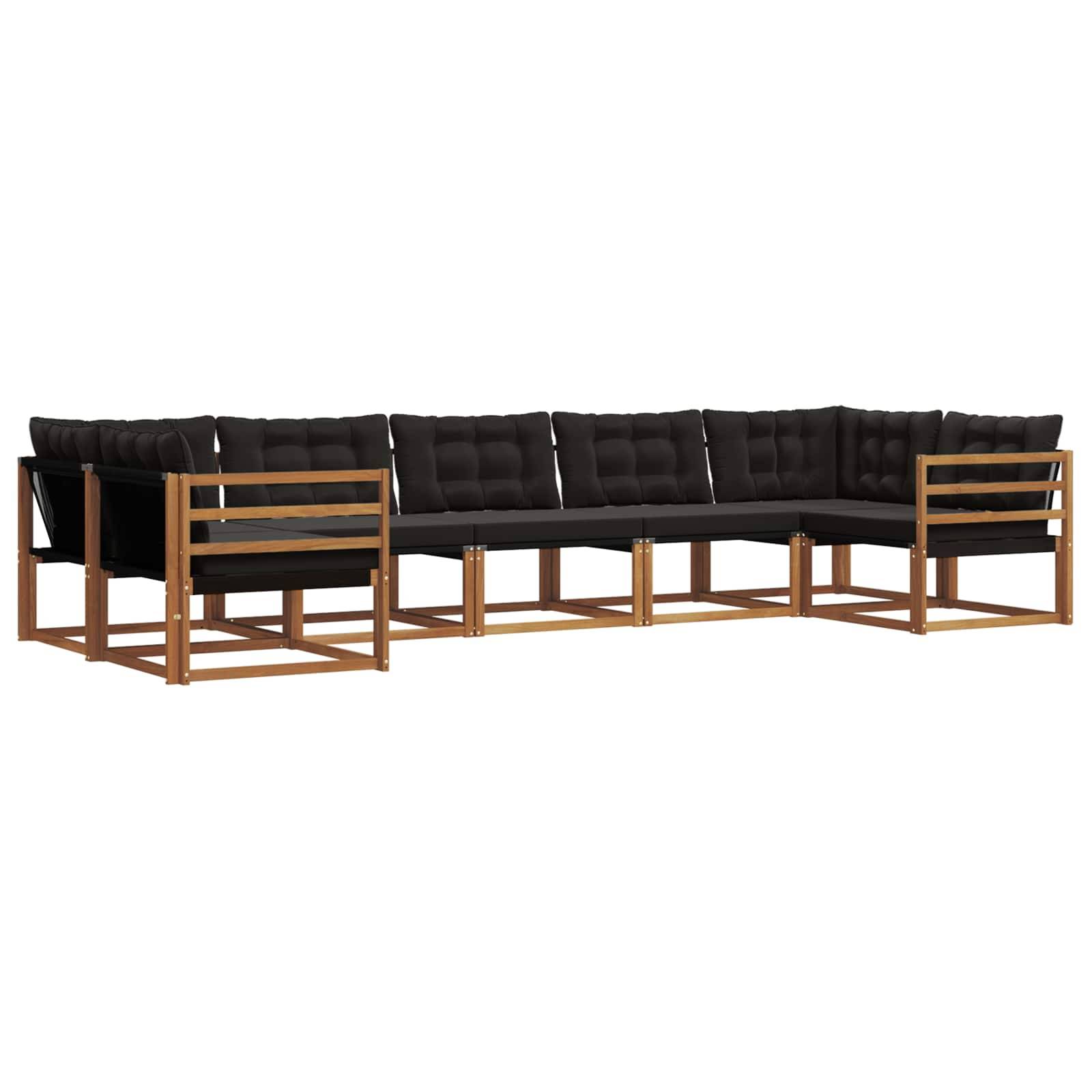 vidaXL Outdoor-Sofagarnitur mit Kissen 7 pcs Natürlich und Schwarz