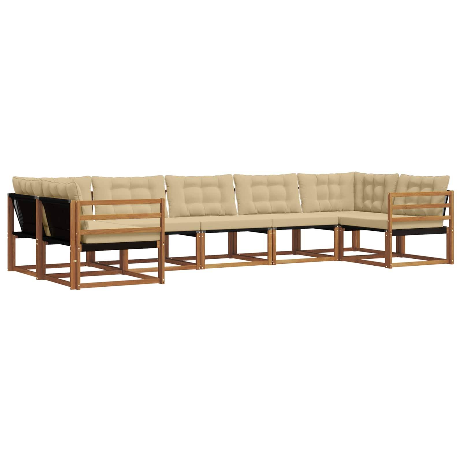 vidaXL Outdoor-Sofagarnitur mit Kissen 7 pcs Natur und Beige