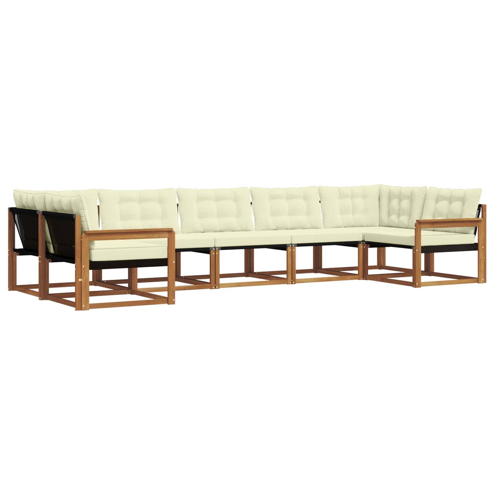 vidaXL Outdoor-Sofagarnitur mit Kissen 7 pcs Natur und Creme