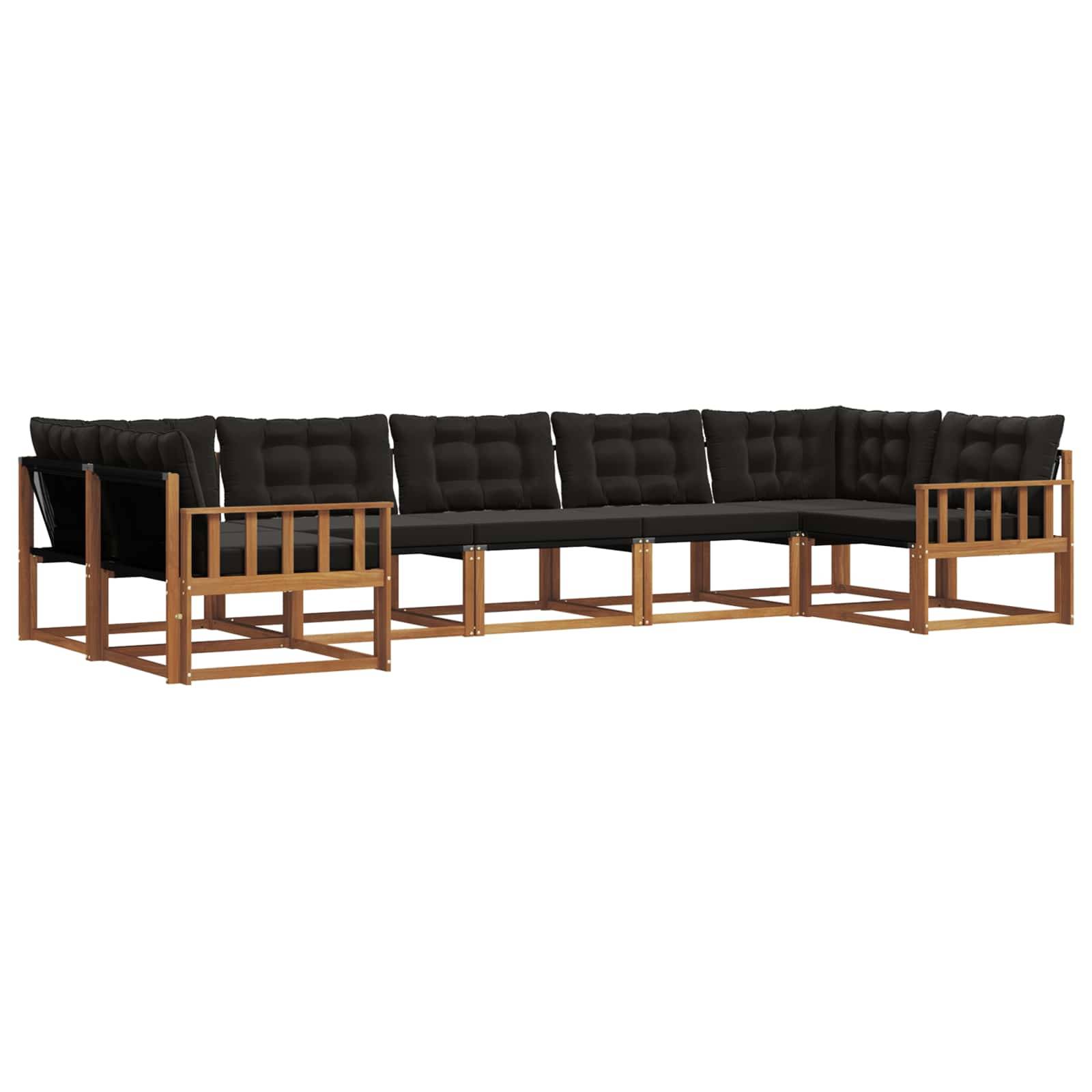 vidaXL Outdoor-Sofagarnitur mit Kissen 7 pcs Natürlich und Schwarz