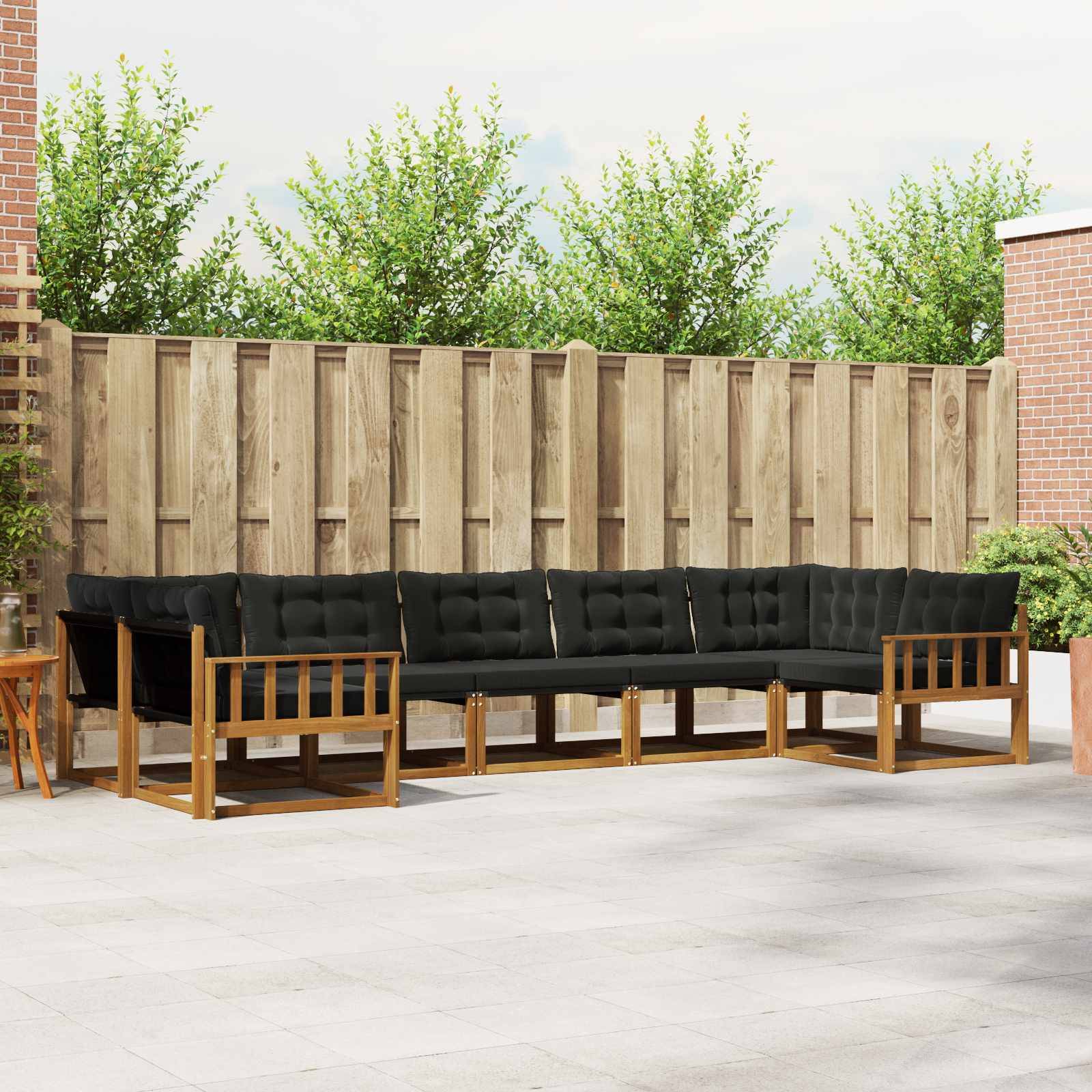 vidaXL Outdoor-Sofagarnitur mit Kissen 7 pcs Natürlich und Schwarz