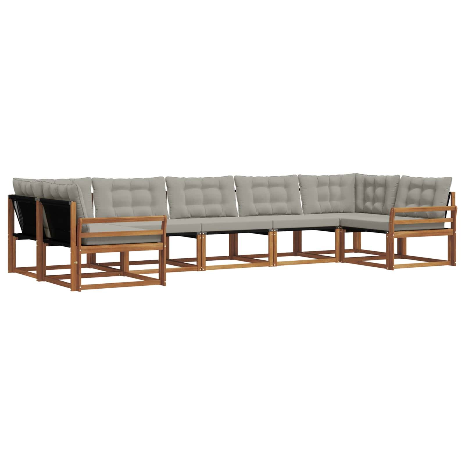 vidaXL Outdoor-Sofagarnitur mit Kissen 7 pcs Natürlich und Hellgrau