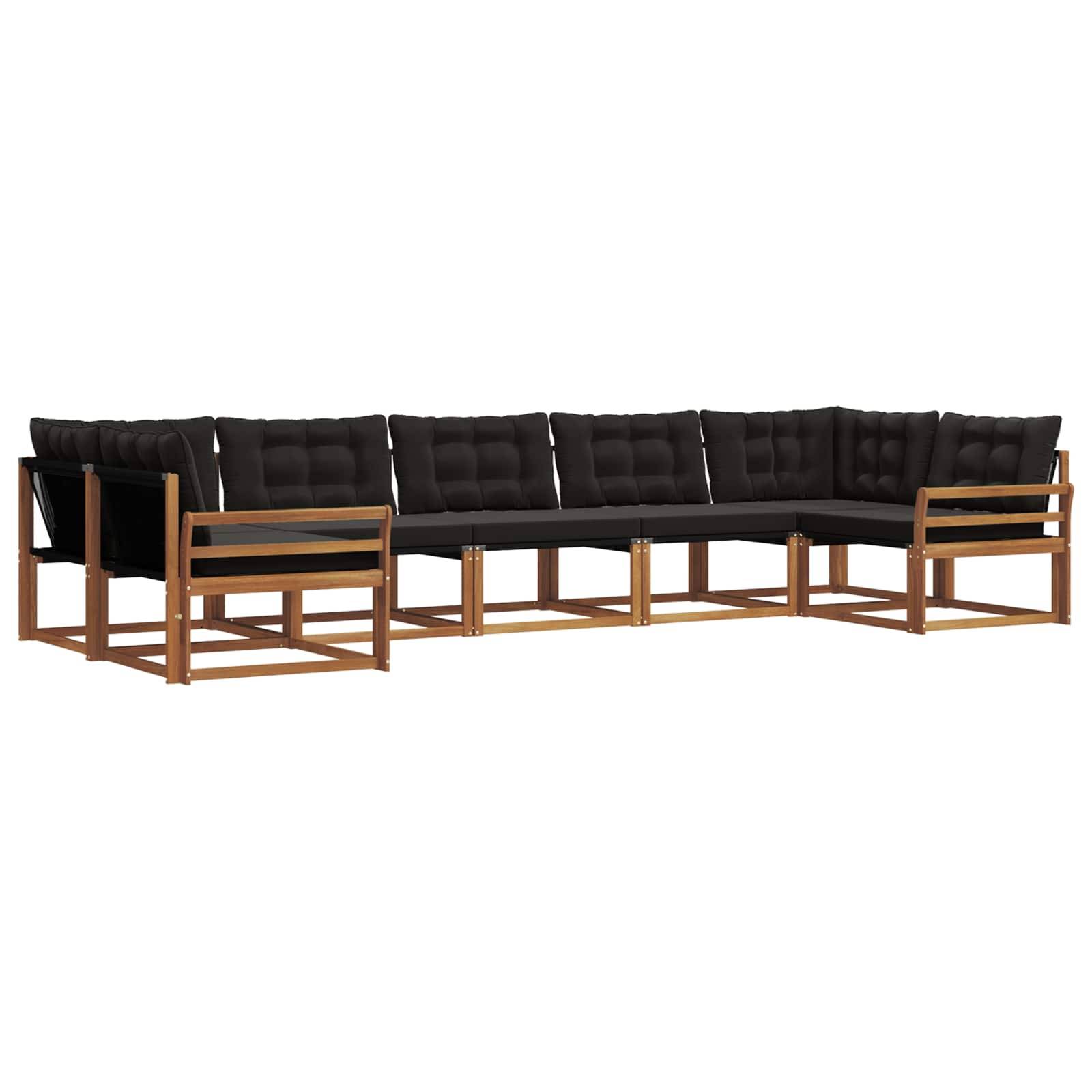 vidaXL Outdoor-Sofagarnitur mit Kissen 7 pcs Natürlich und Schwarz