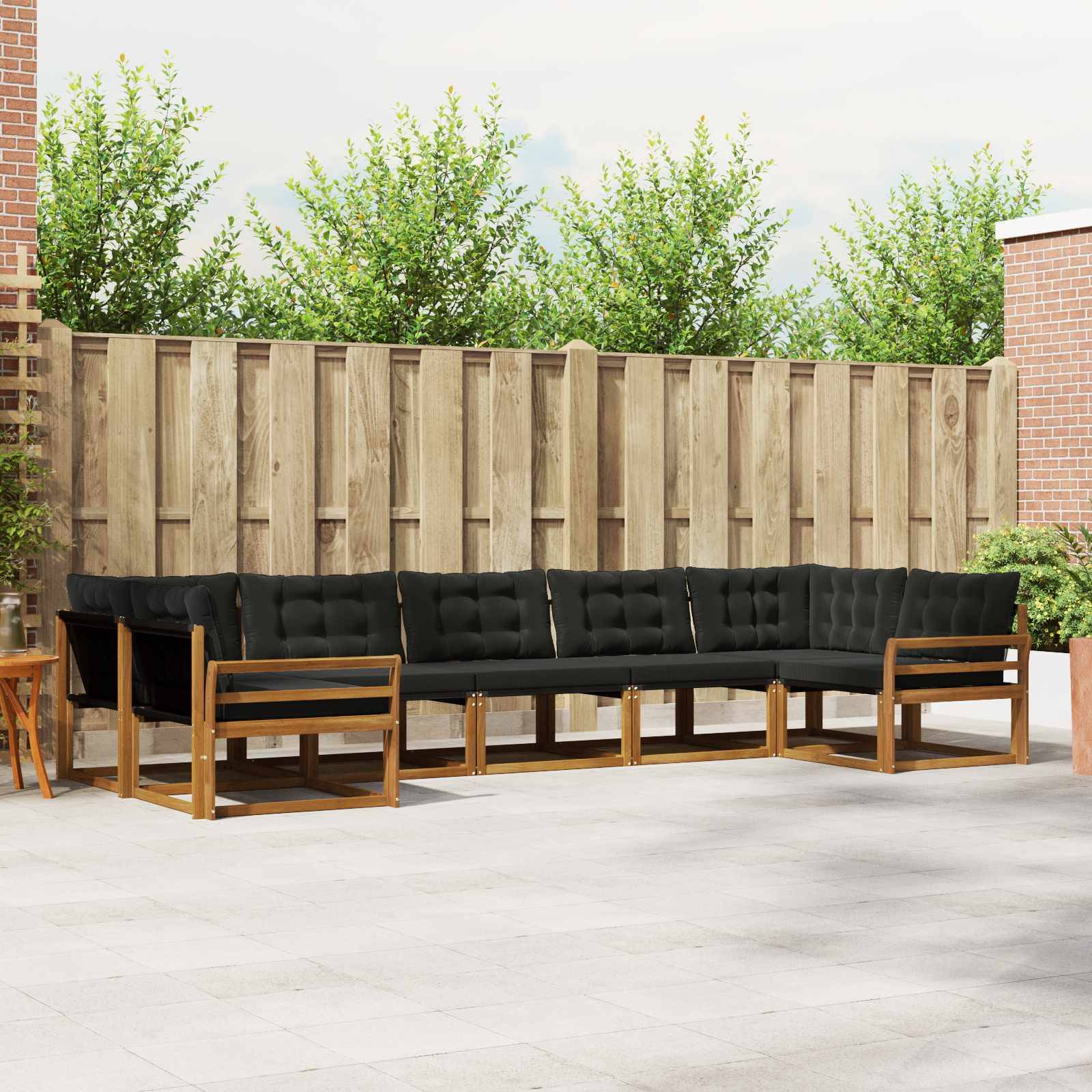 vidaXL Outdoor-Sofagarnitur mit Kissen 7 pcs Natürlich und Schwarz
