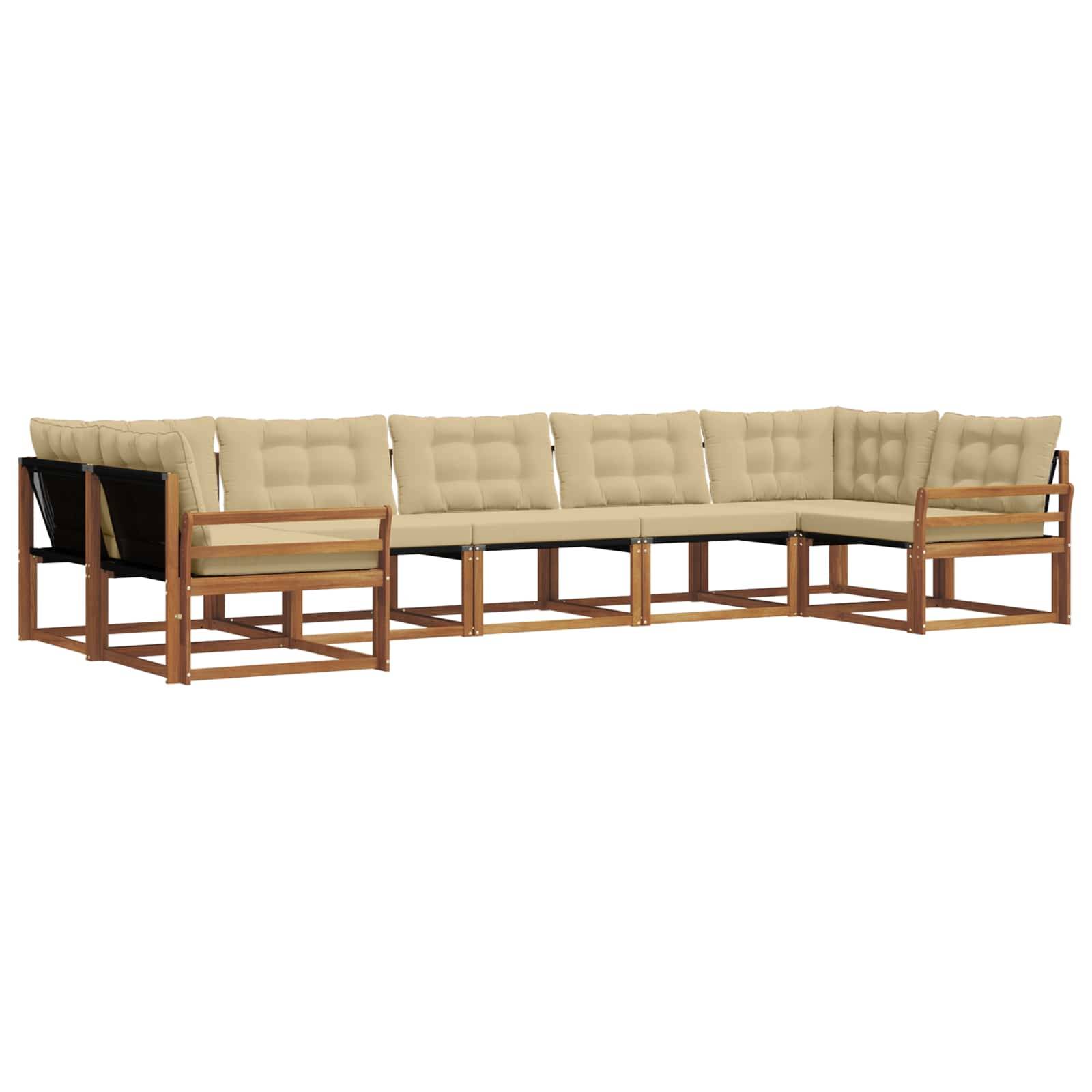 vidaXL Outdoor-Sofagarnitur mit Kissen 7 pcs Natur und Beige