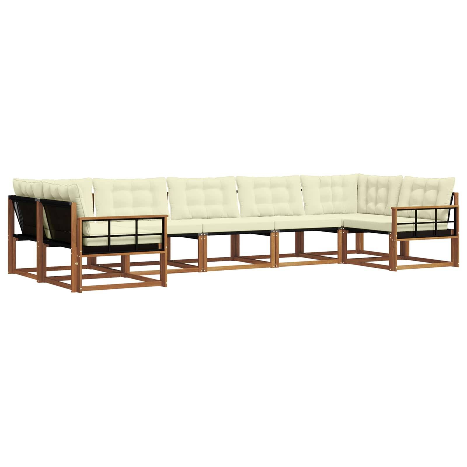 vidaXL Outdoor-Sofagarnitur mit Kissen 7 pcs Natur und Creme