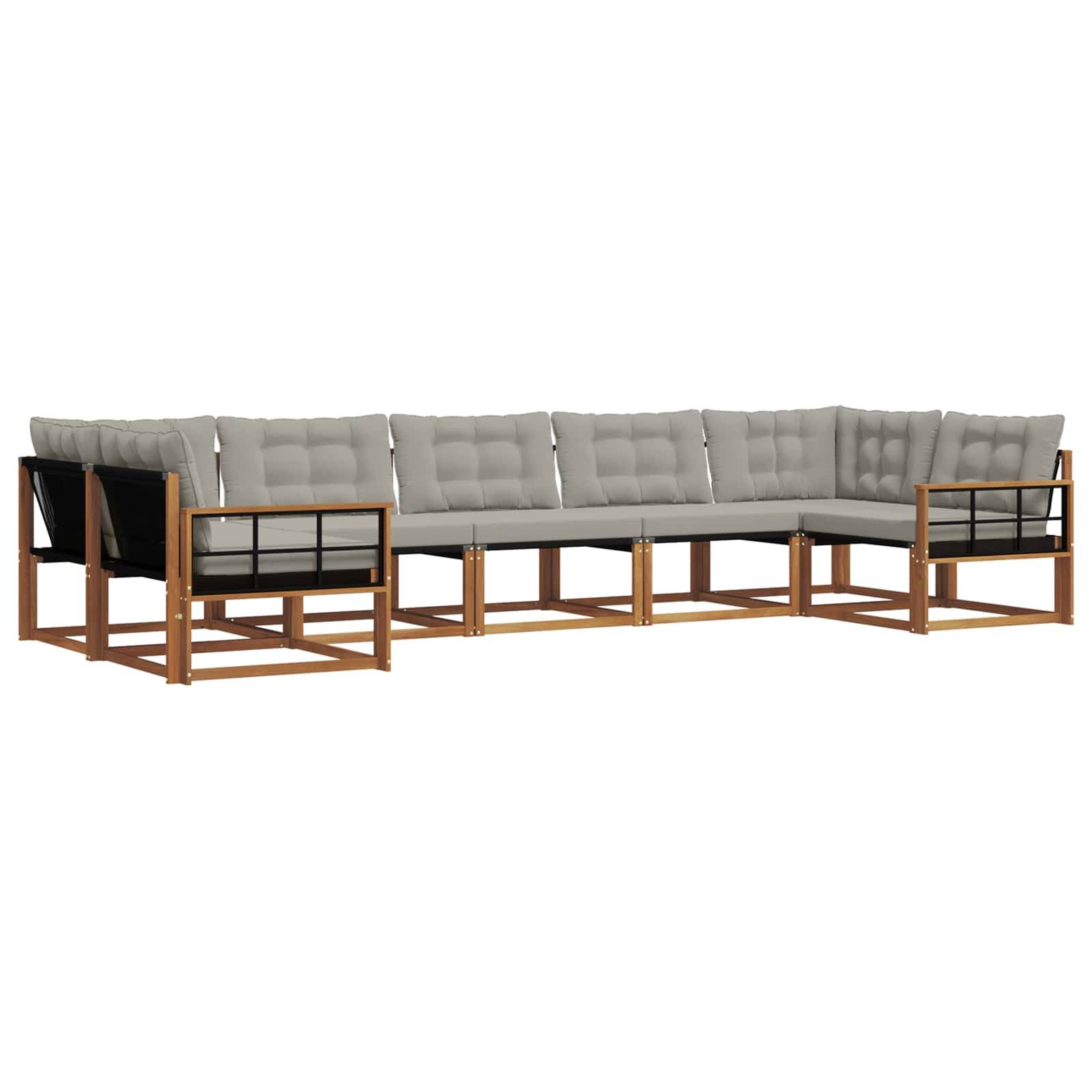 vidaXL Outdoor-Sofagarnitur mit Kissen 7 pcs Natürlich und Hellgrau