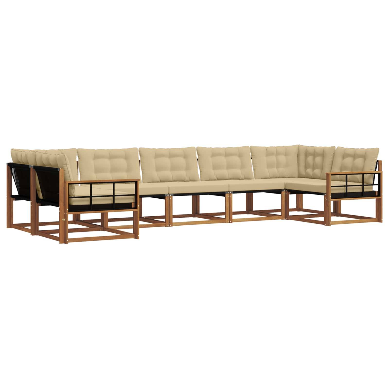 vidaXL Outdoor-Sofagarnitur mit Kissen 7 pcs Natur und Beige
