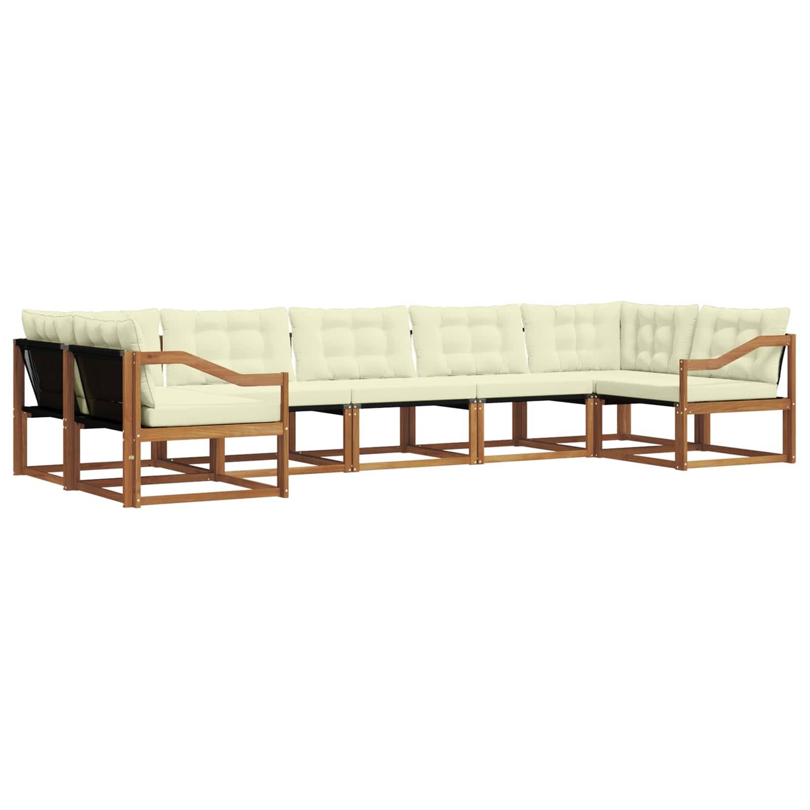 vidaXL Outdoor-Sofagarnitur mit Kissen 7 pcs Natur und Creme