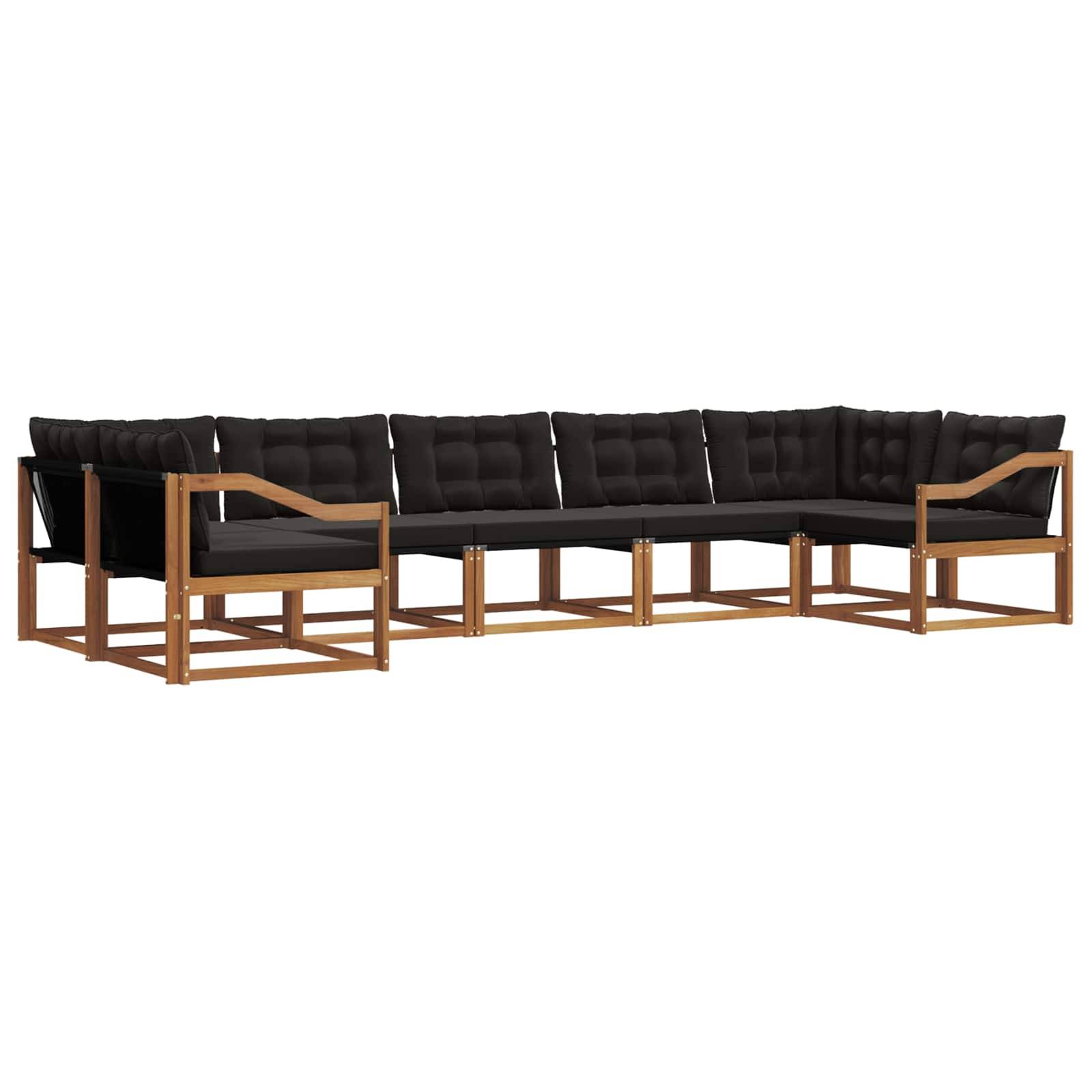 vidaXL Outdoor-Sofagarnitur mit Kissen 7 pcs Natürlich und Schwarz
