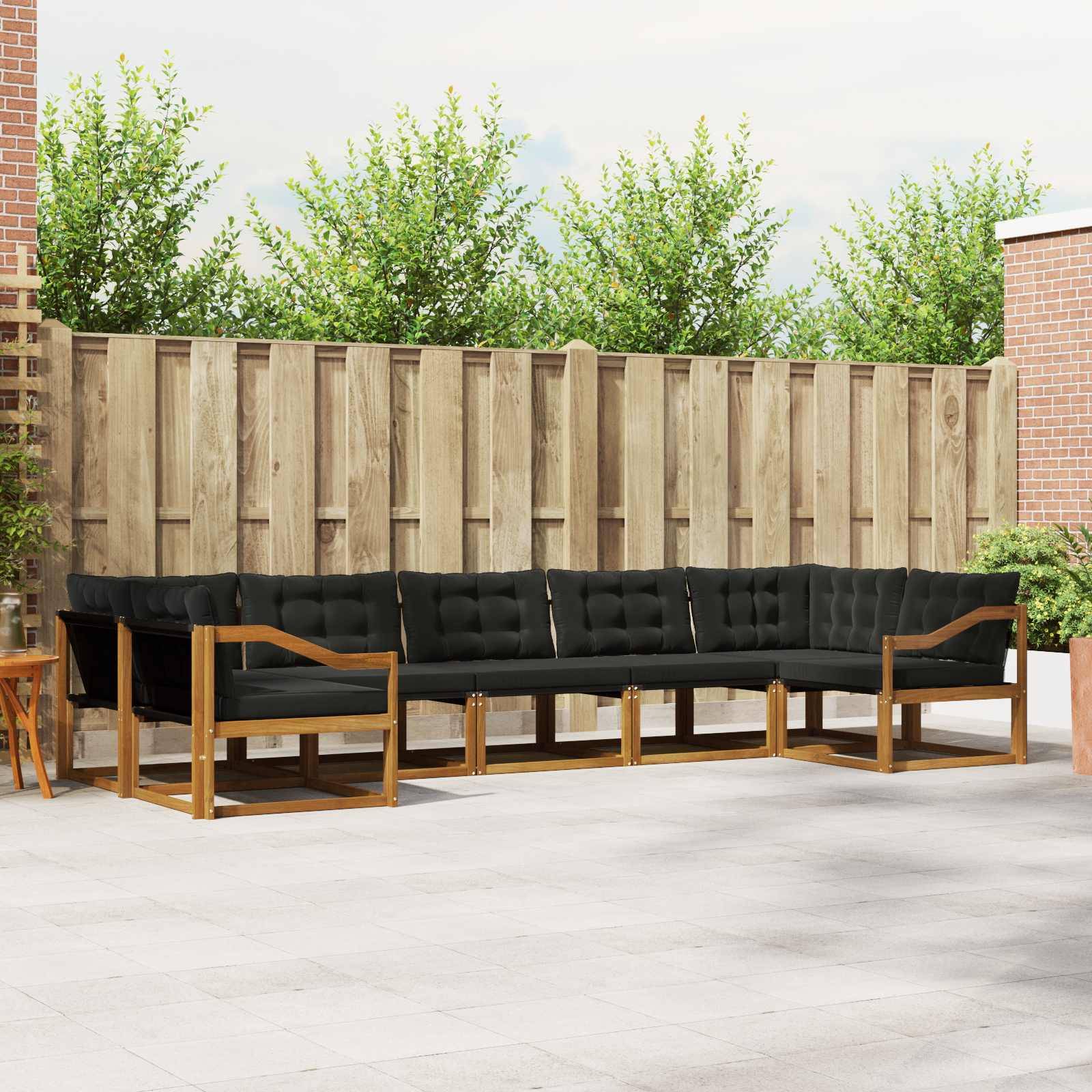 vidaXL Outdoor-Sofagarnitur mit Kissen 7 pcs Natürlich und Schwarz