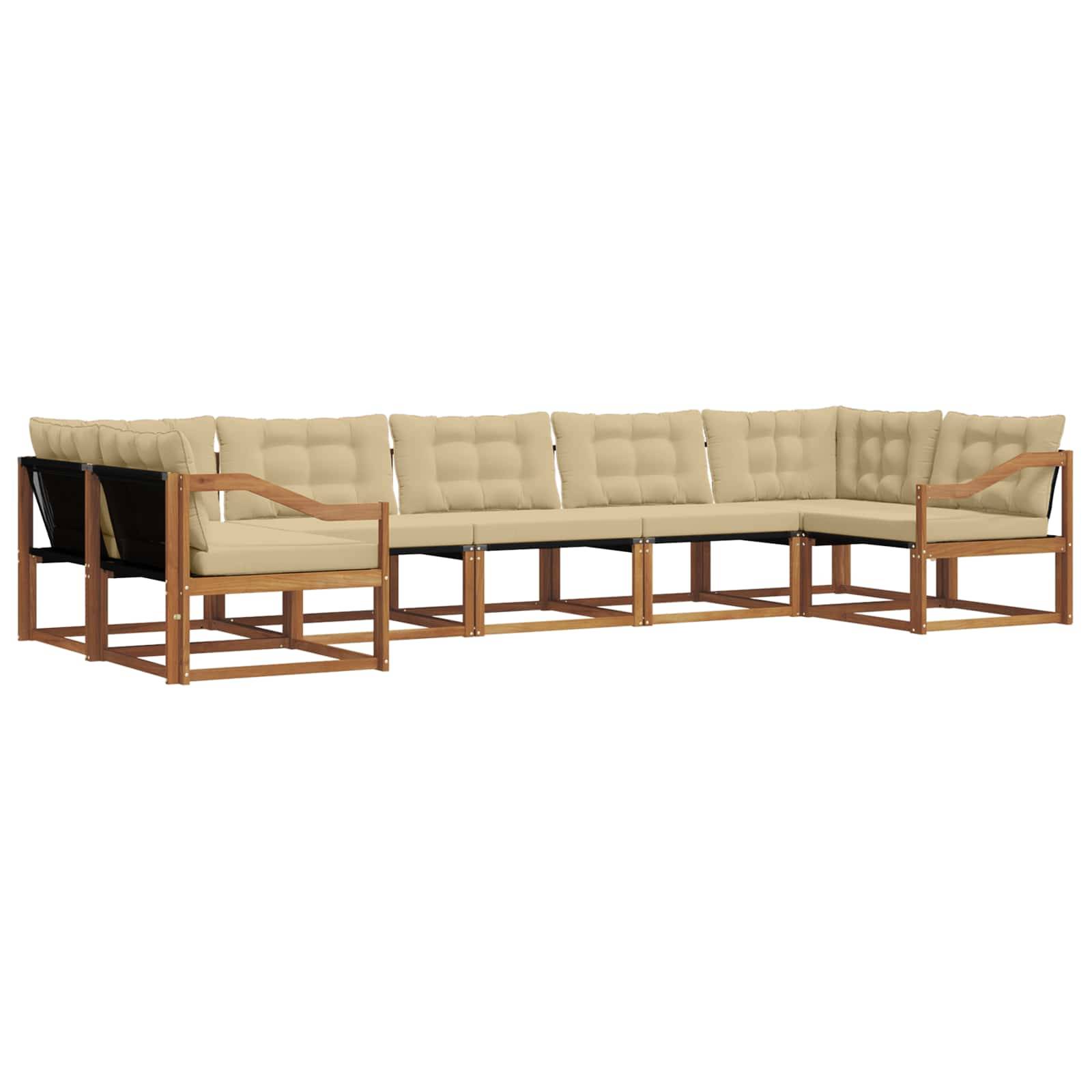vidaXL Outdoor-Sofagarnitur mit Kissen 7 pcs Natur und Beige