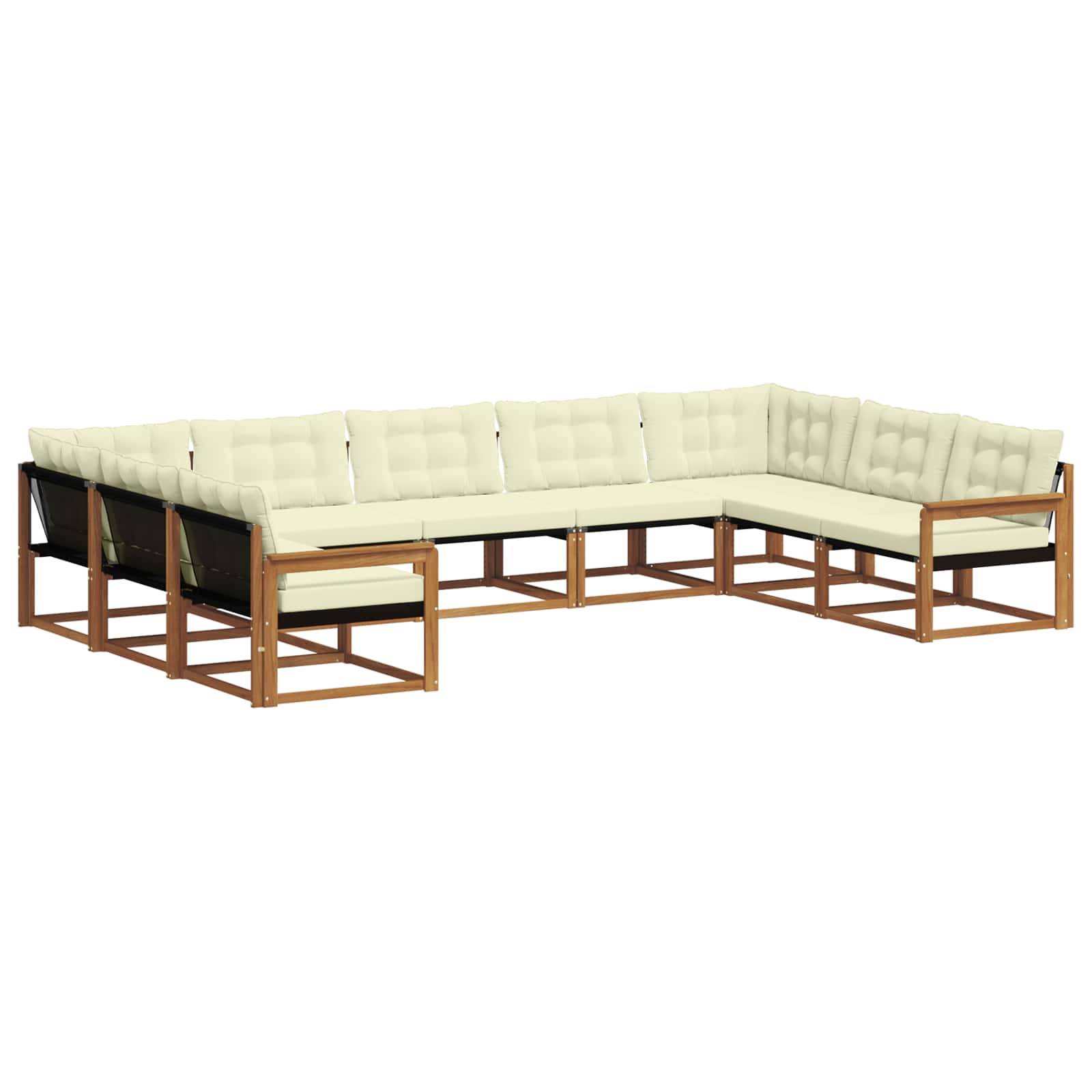 vidaXL Outdoor-Sofagarnitur mit Kissen 9 pcs Natur und Creme