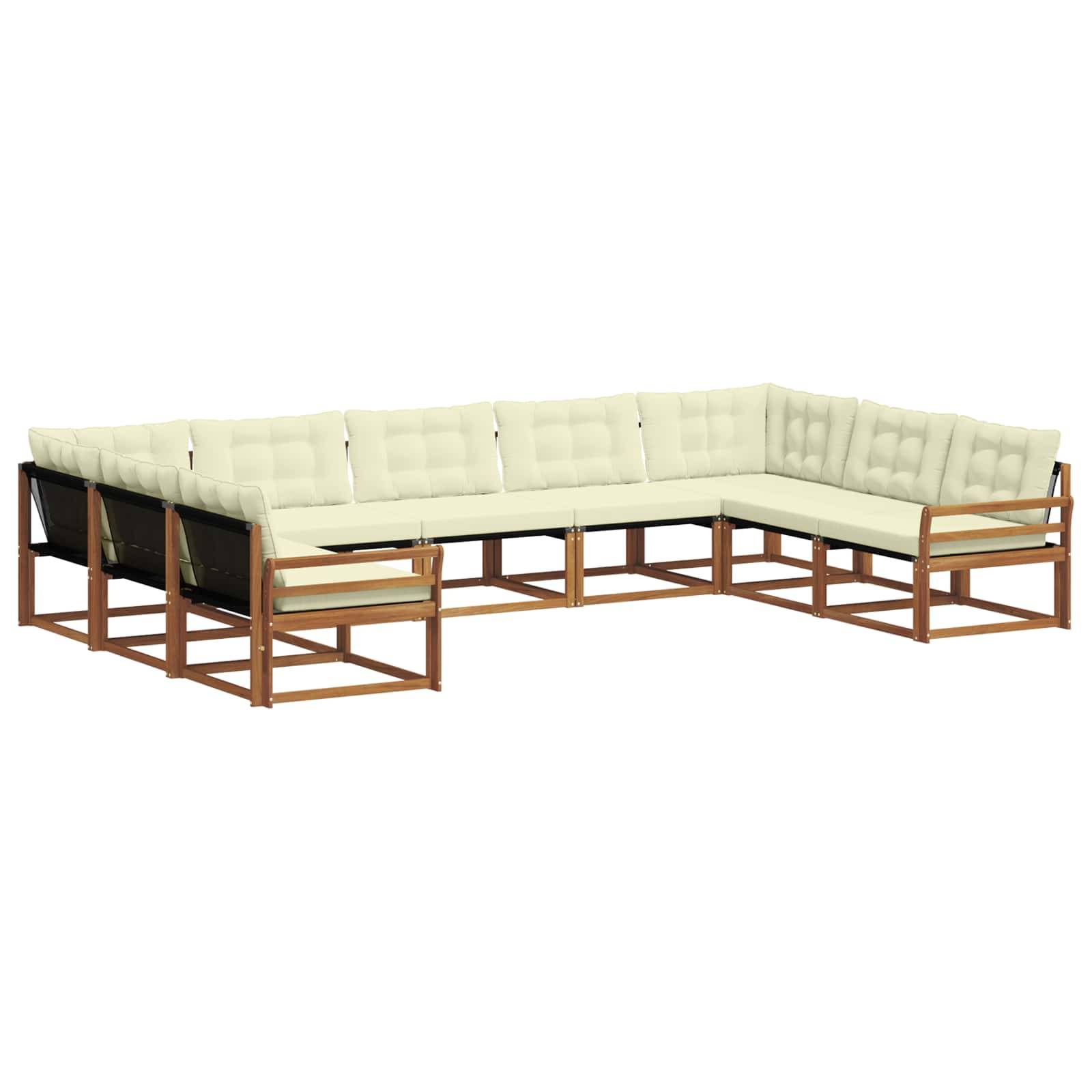 vidaXL Outdoor-Sofagarnitur mit Kissen 9 pcs Natur und Creme