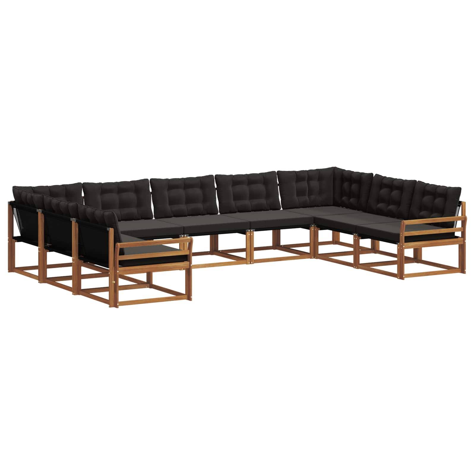 vidaXL Outdoor-Sofagarnitur mit Kissen 9 pcs Natürlich und Schwarz