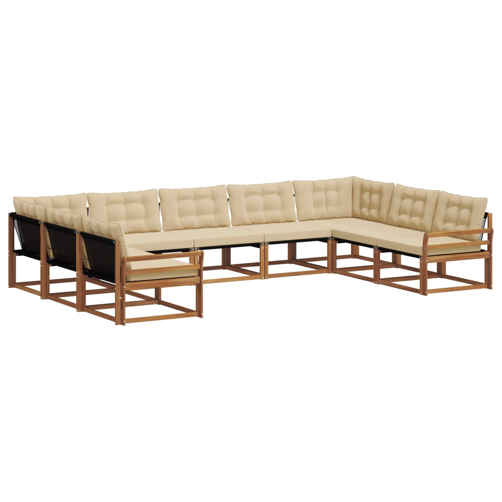 vidaXL Outdoor-Sofagarnitur mit Kissen 9 pcs Natur und Beige