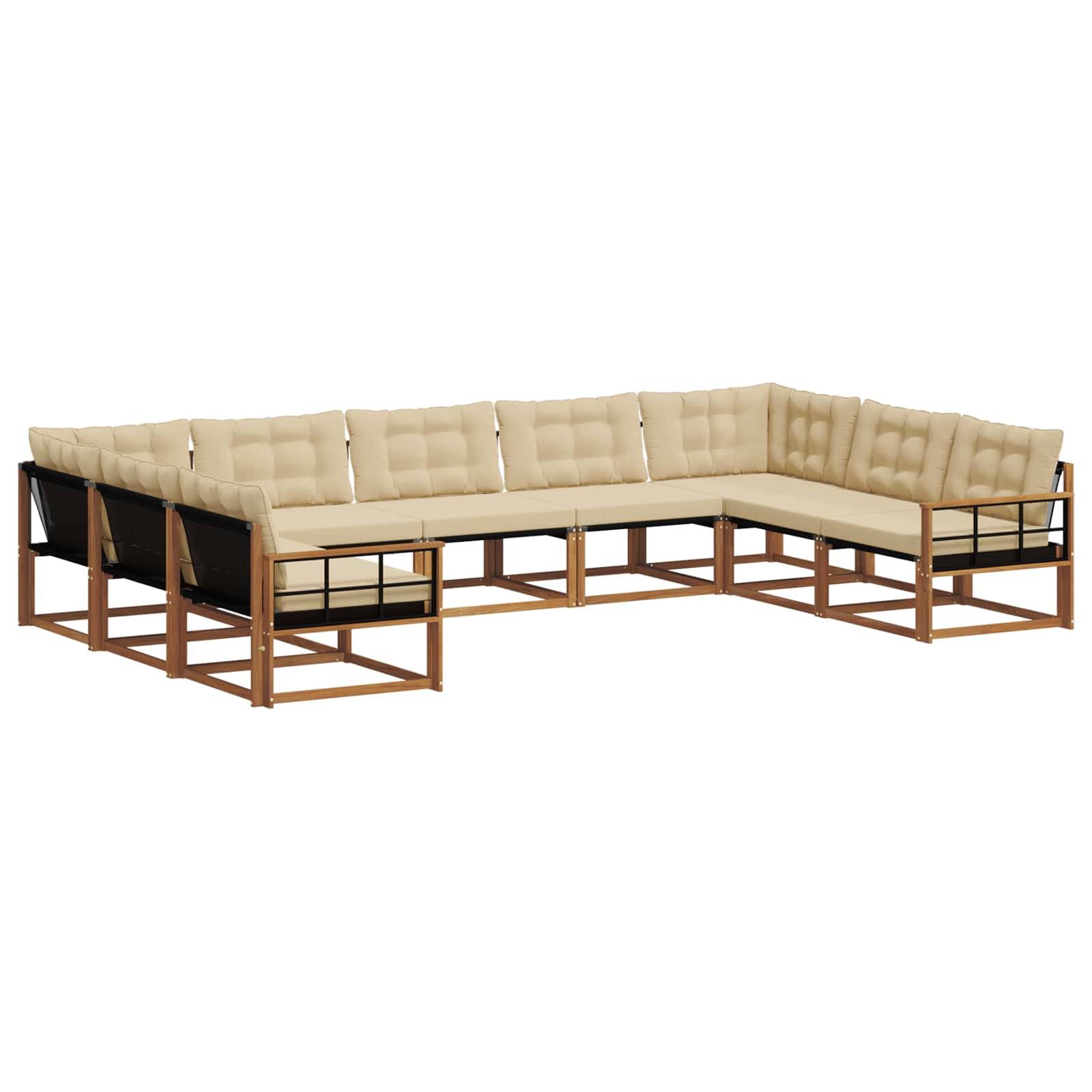 vidaXL Outdoor-Sofagarnitur mit Kissen 9 pcs Natur und Beige