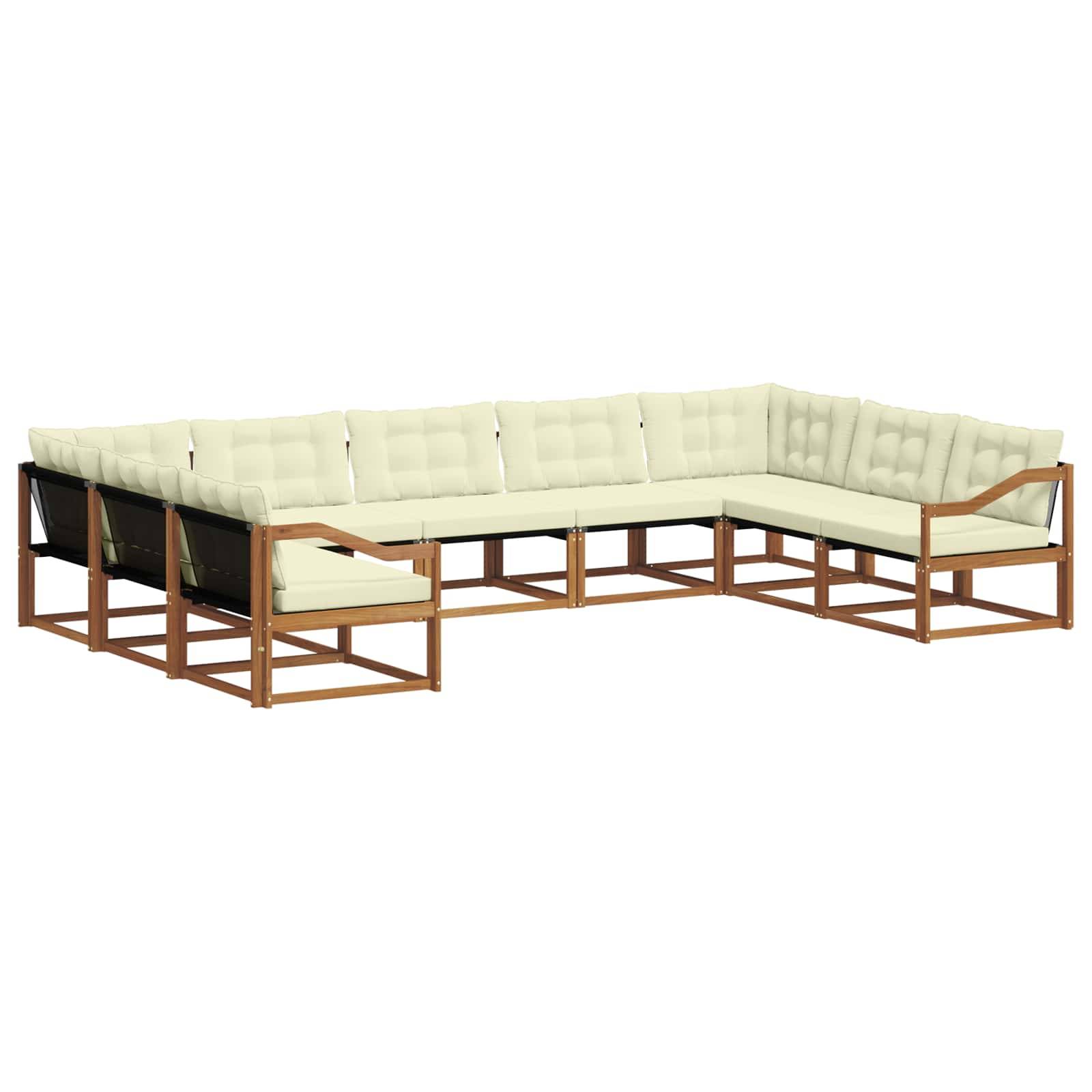 vidaXL Outdoor-Sofagarnitur mit Kissen 9 pcs Natur und Creme