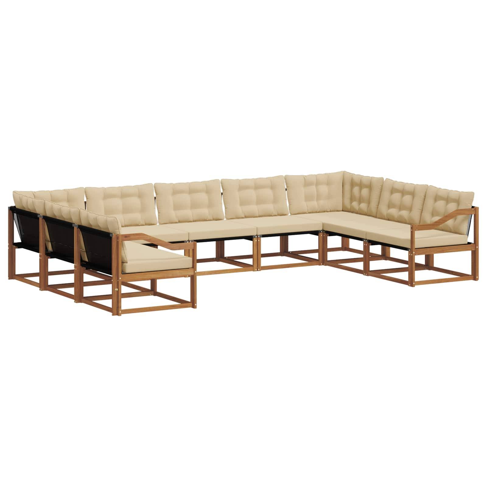 vidaXL Outdoor-Sofagarnitur mit Kissen 9 pcs Natur und Beige