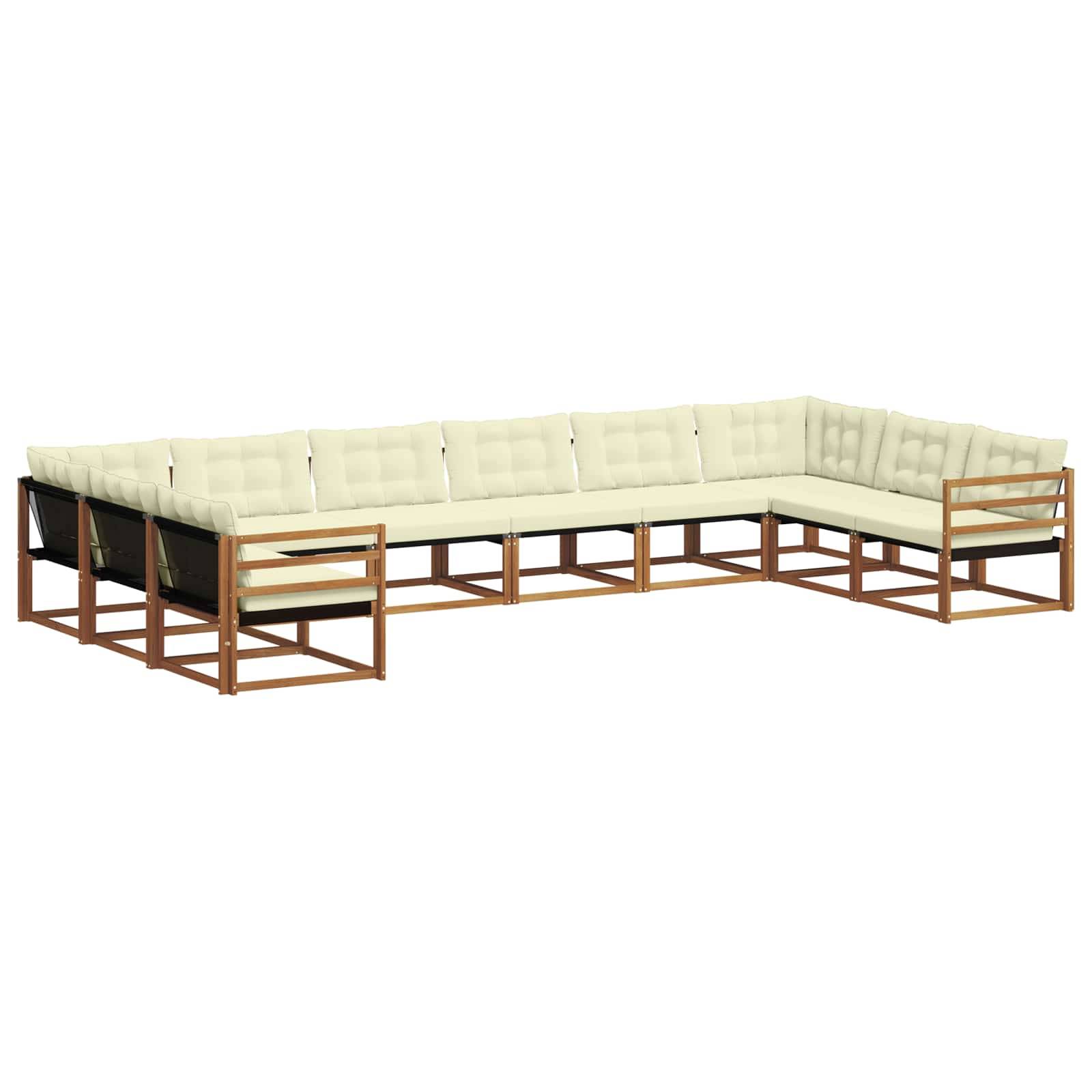 vidaXL Outdoor-Sofagarnitur mit Kissen 10 pcs Natur und Creme