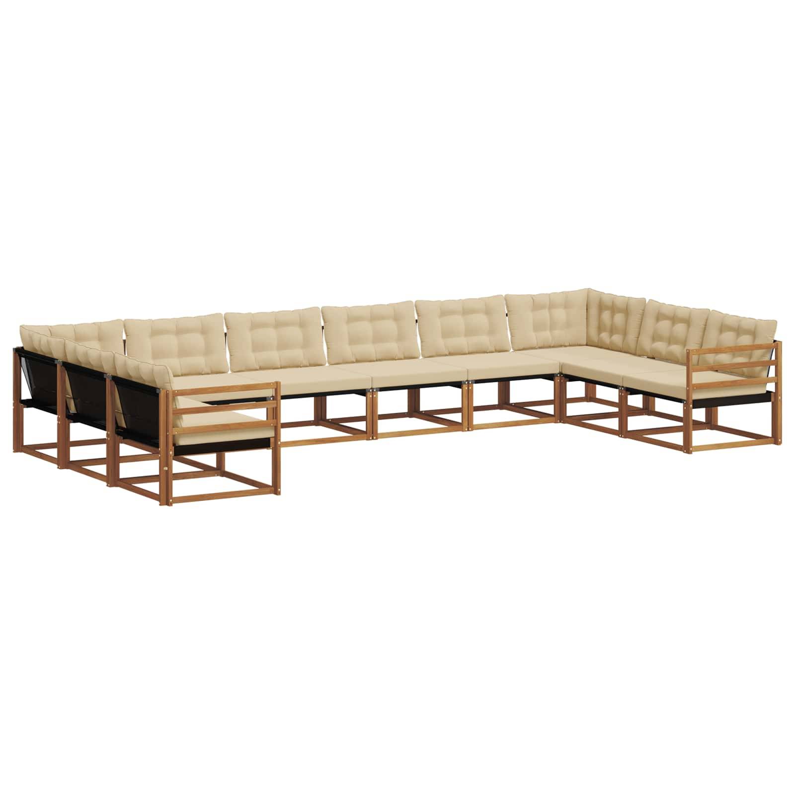vidaXL Outdoor-Sofagarnitur mit Kissen 10 pcs Natur und Beige