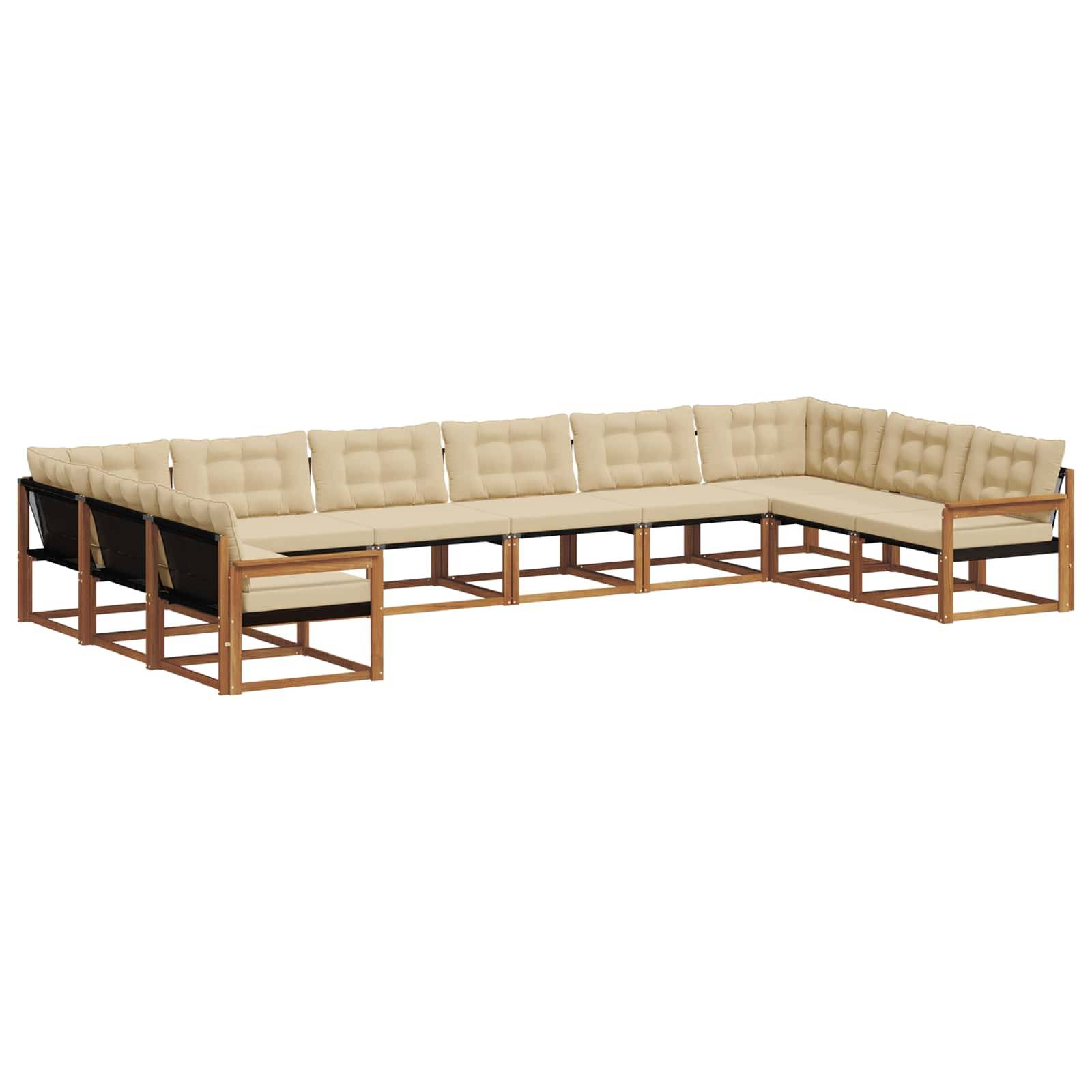 vidaXL Outdoor-Sofagarnitur mit Kissen 10 pcs Natur und Beige