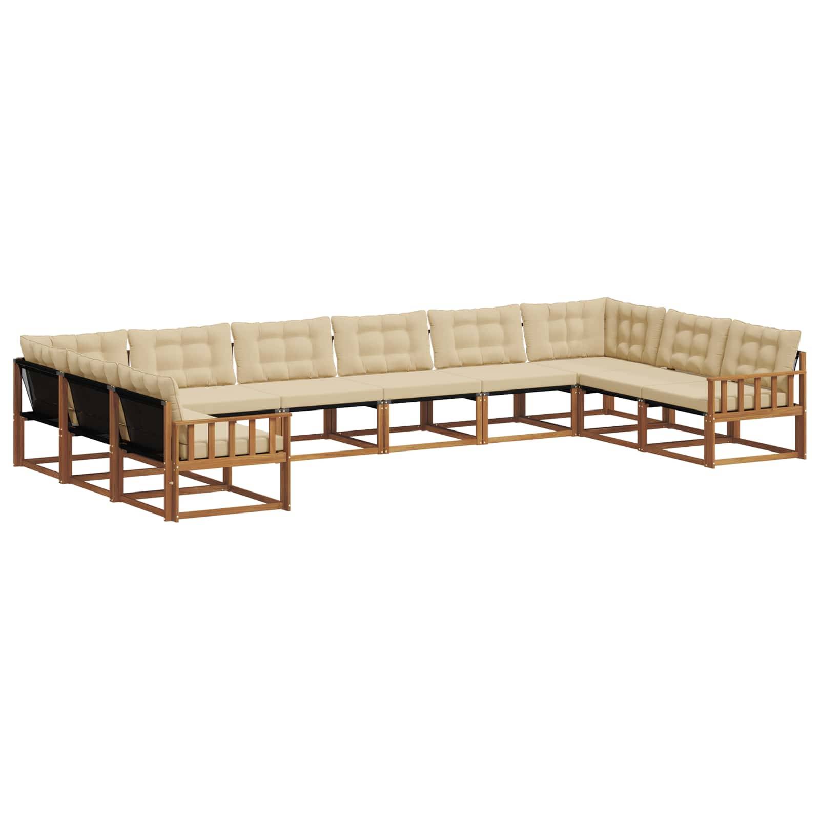 vidaXL Outdoor-Sofagarnitur mit Kissen 10 pcs Natur und Beige