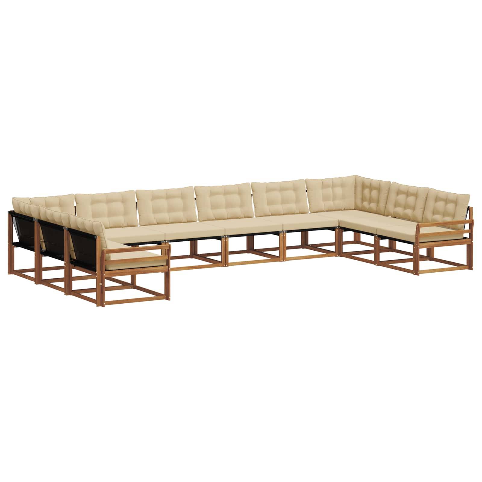 vidaXL Outdoor-Sofagarnitur mit Kissen 10 pcs Natur und Beige