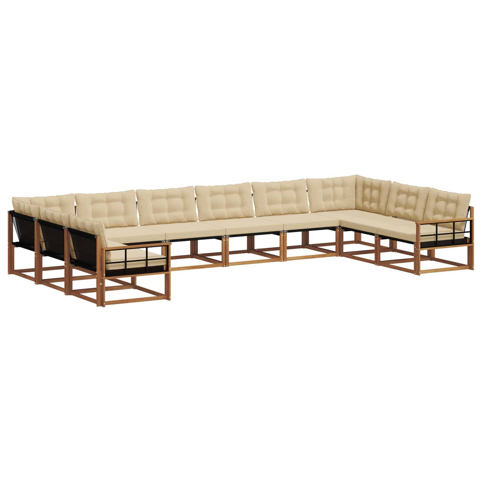vidaXL Outdoor-Sofagarnitur mit Kissen 10 pcs Natur und Beige