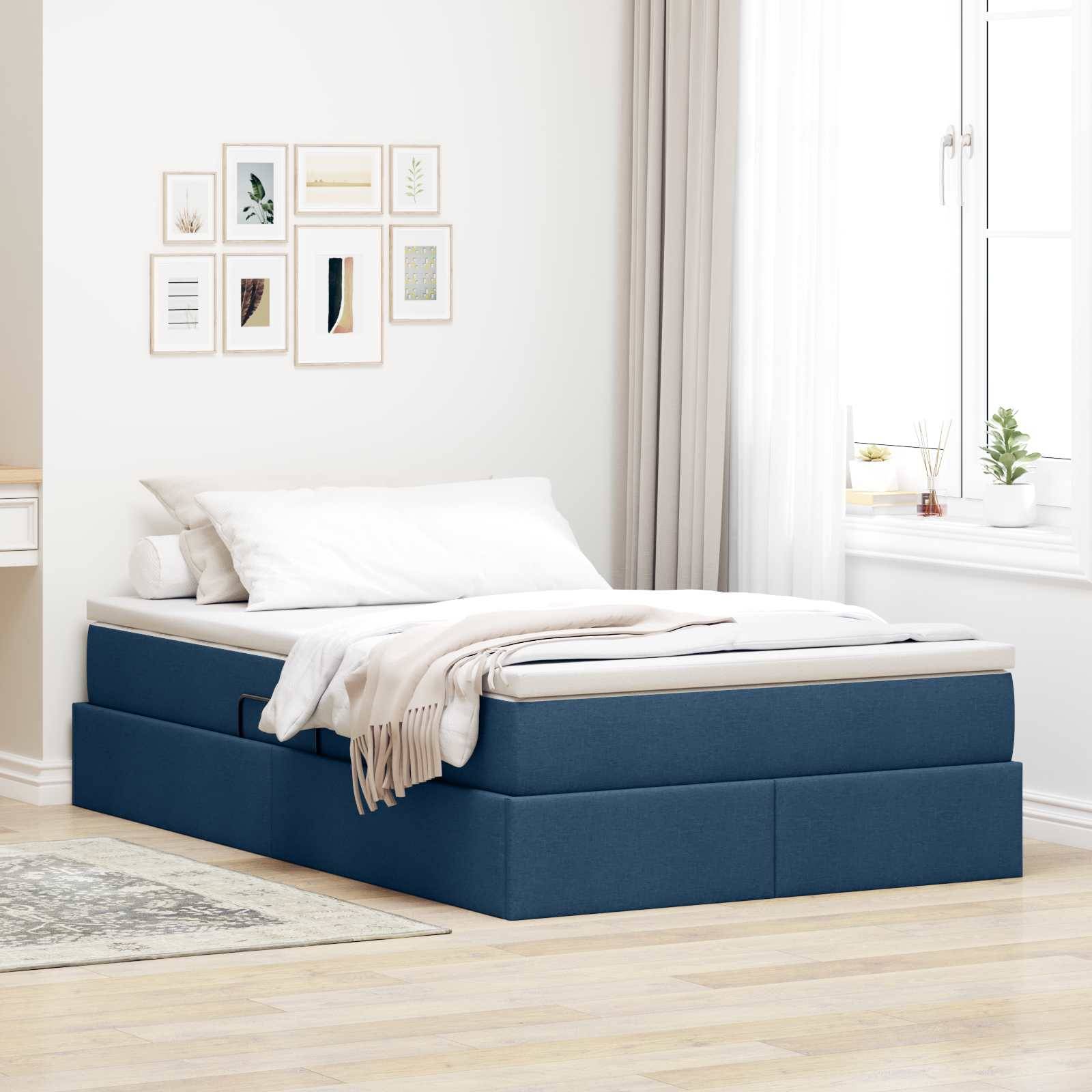 vidaXL Aufbewahrungsbett mit Matratze Blau 120 x 190 cm Polyester