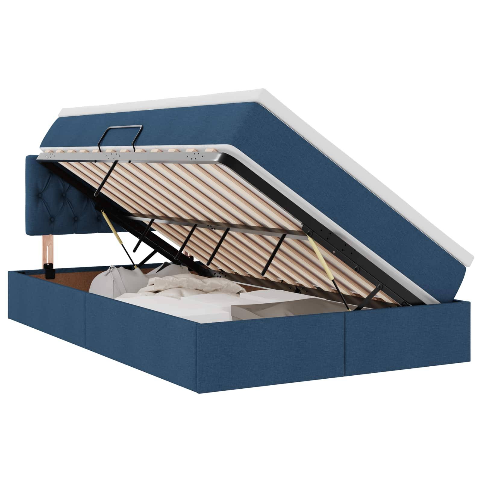 vidaXL LED-Speicherbett mit Matratze Blau 120 x 190 cm Stoff