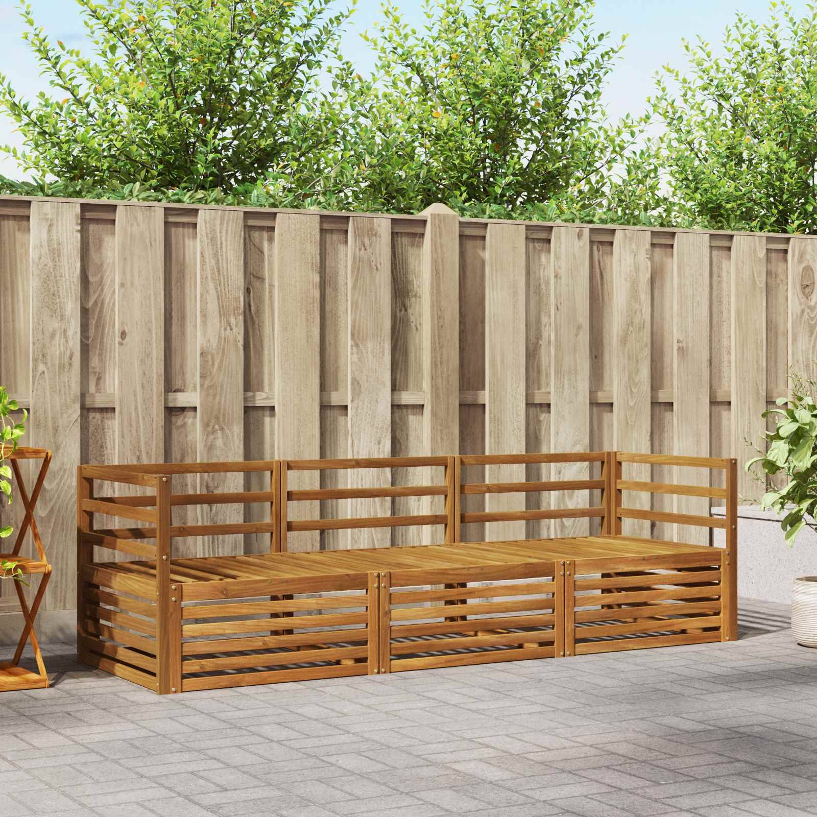 vidaXL Outdoor-Sofagarnitur 3 pcs Natur Massivholz Akazie