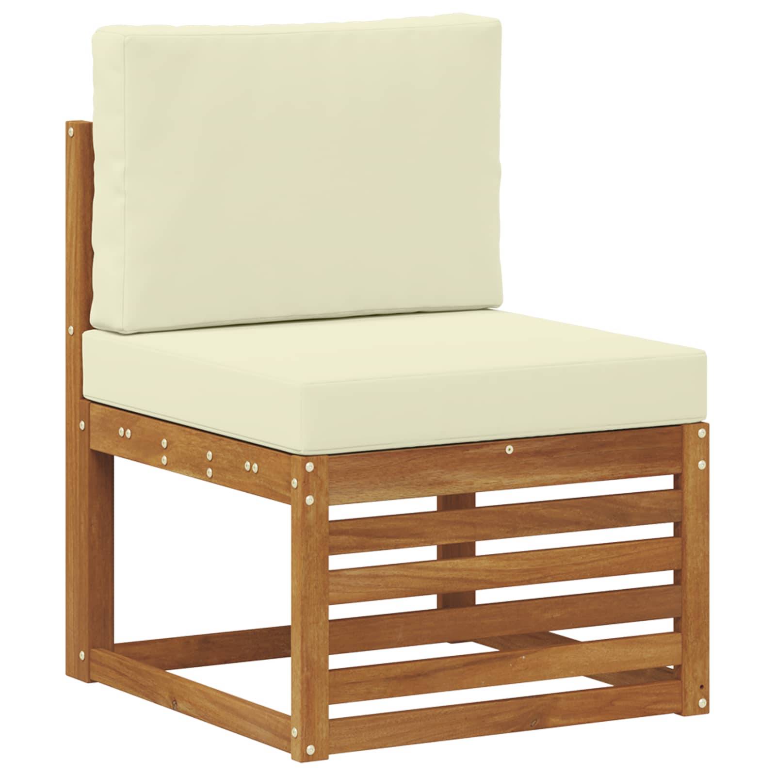 vidaXL Ecksofa Set mit Kissen 8 pcs Natur und Creme Massivholz Akazie