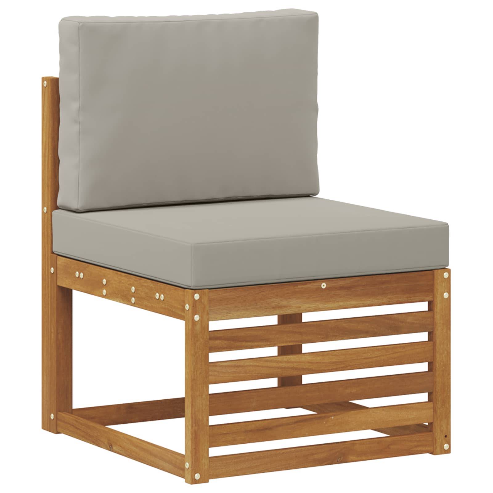 vidaXL Sofagarnituren 4 pcs Natürlich und Hellgrau Massivholz Akazie