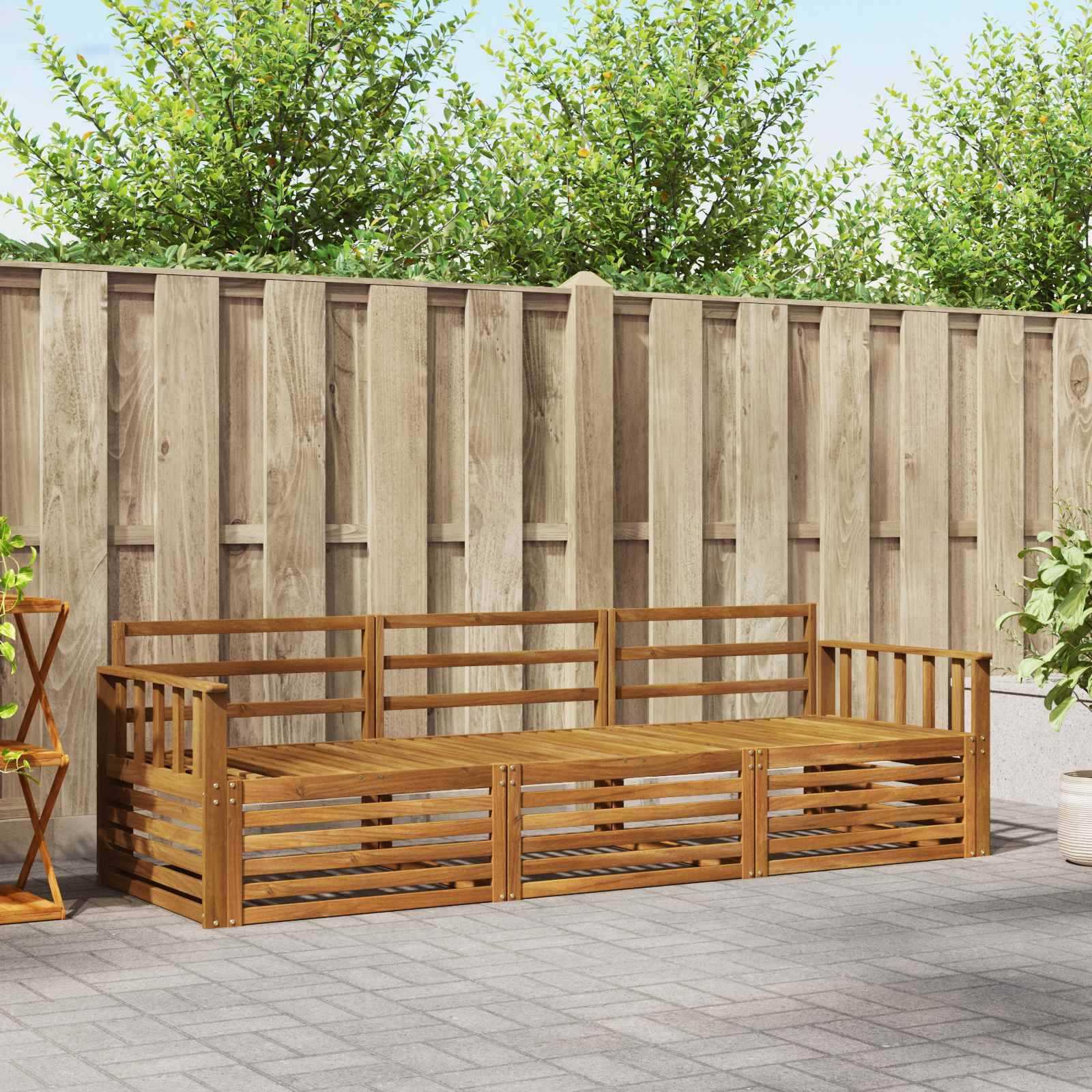 vidaXL Outdoor-Sofagarnitur 3 pcs Natur Massivholz Akazie