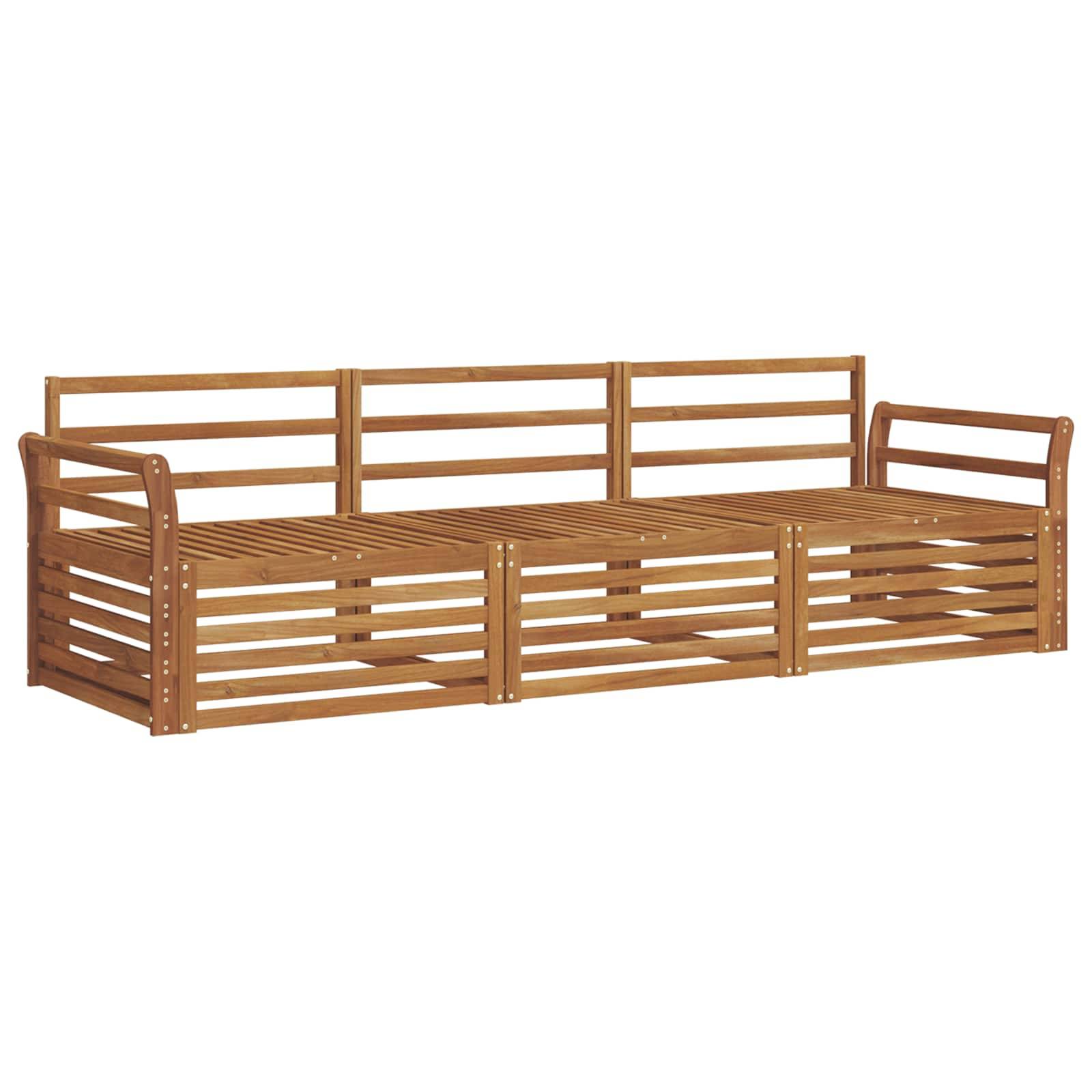 vidaXL Outdoor-Sofagarnitur 3 pcs Natur Massivholz Akazie