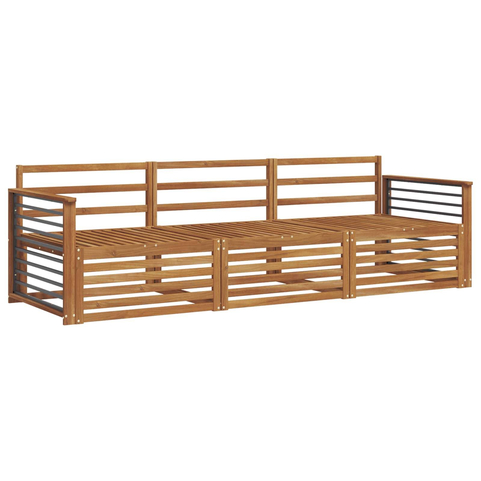 vidaXL Outdoor-Sofagarnitur 3 pcs Natur Massivholz Akazie
