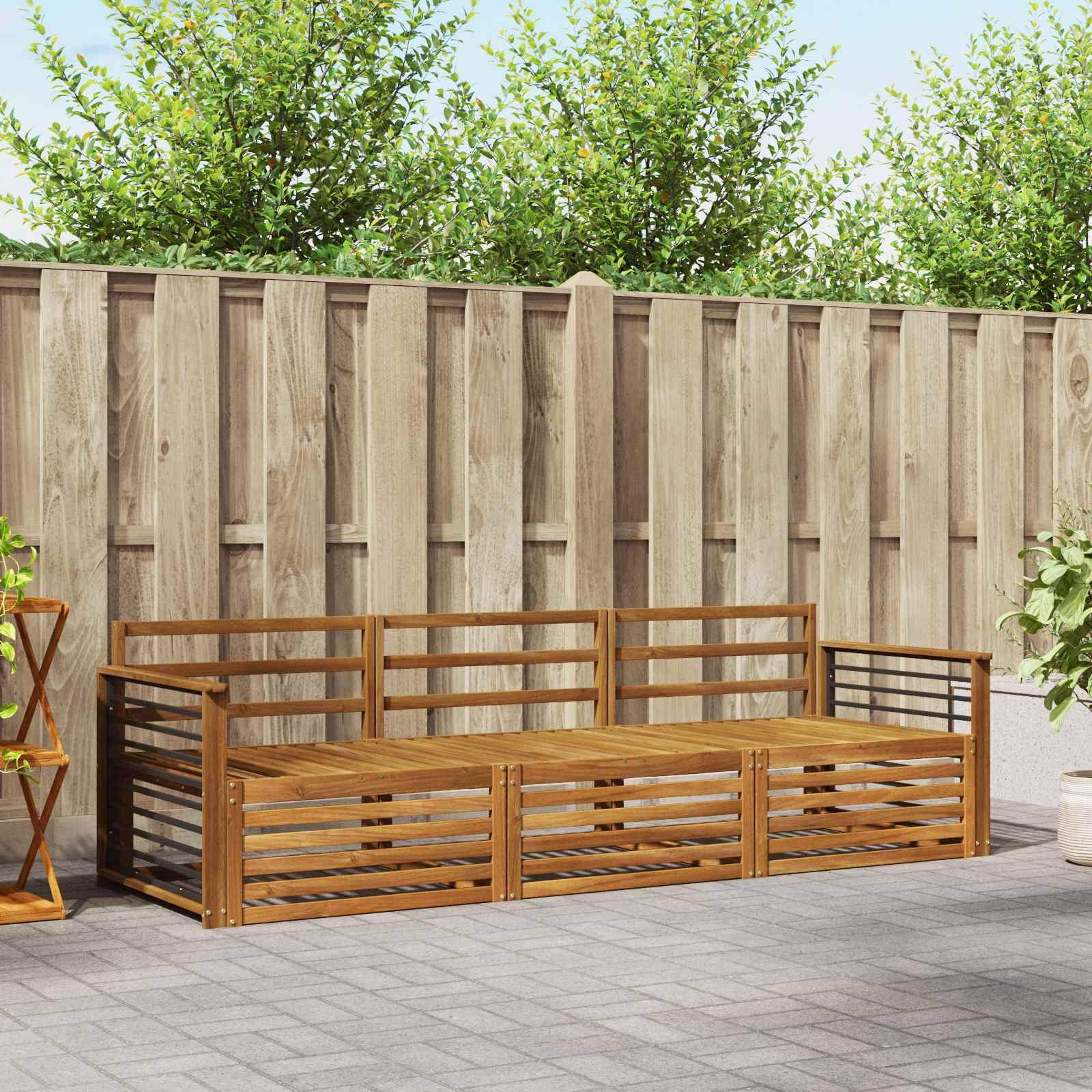 vidaXL Outdoor-Sofagarnitur 3 pcs Natur Massivholz Akazie