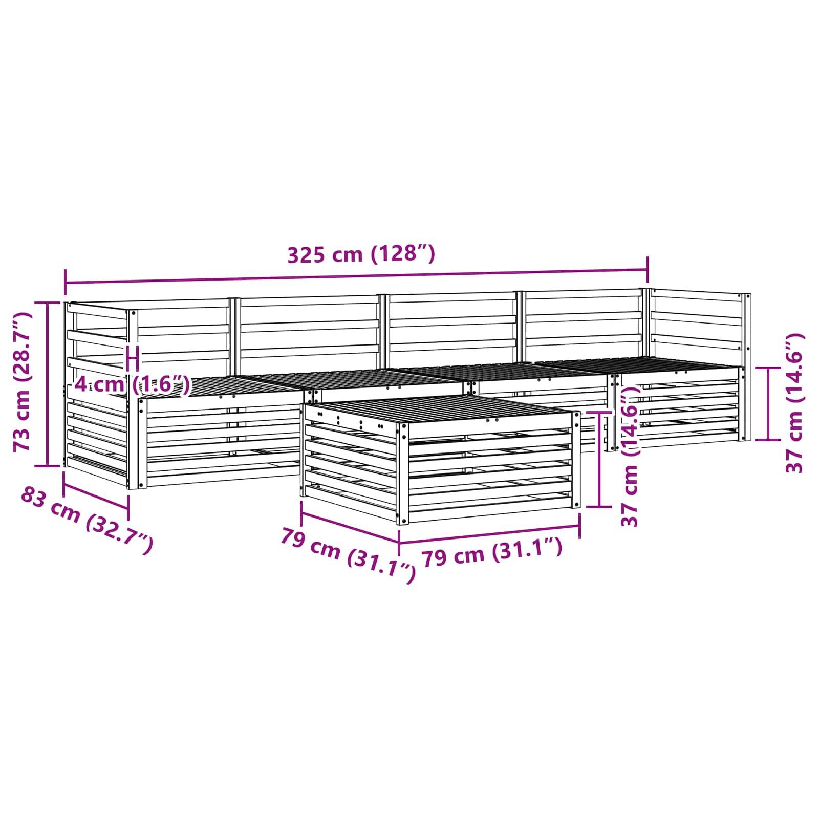 vidaXL Outdoor-Sofagarnitur 5 pcs Weiß Massivholz Akazie
