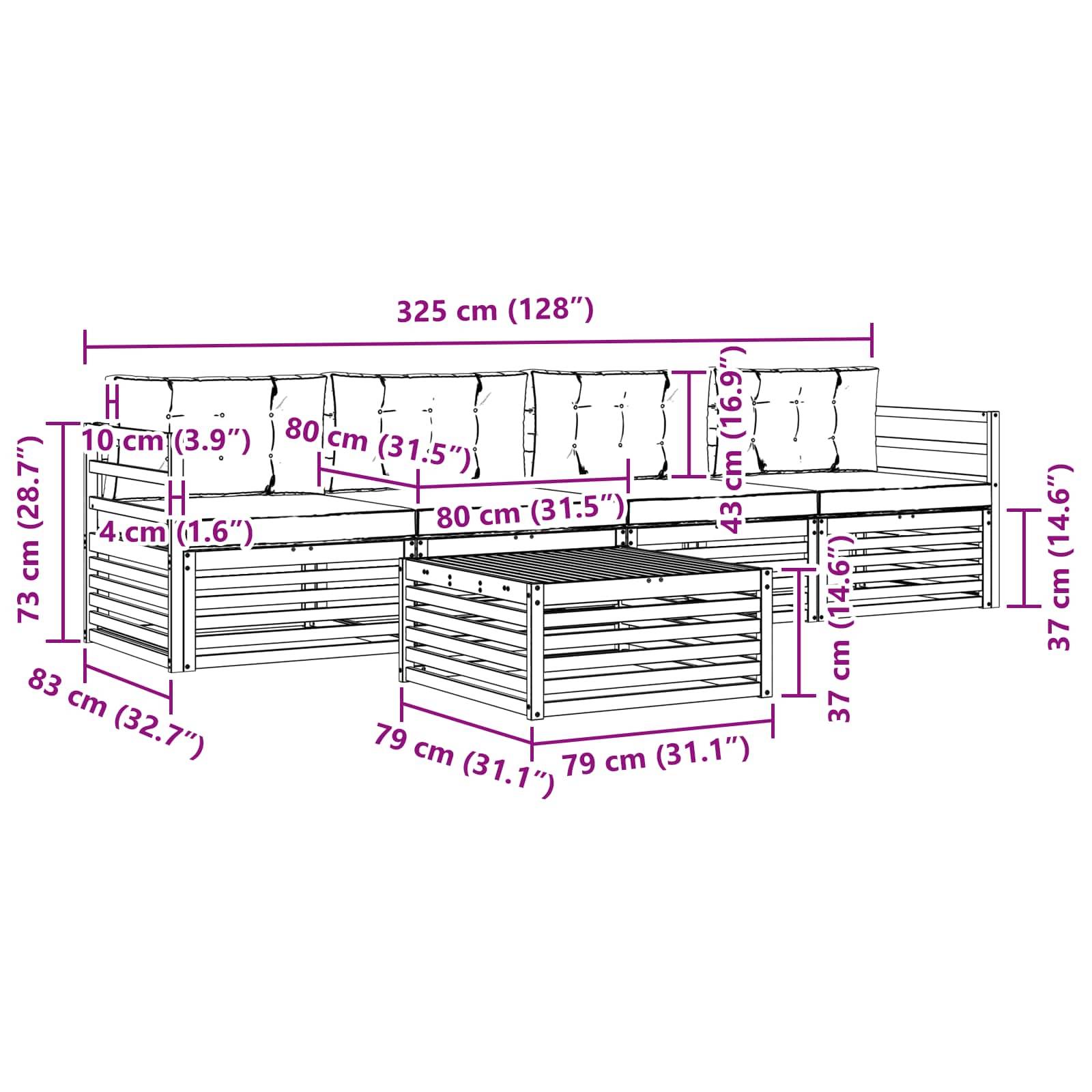 vidaXL Outdoor-Sofagarnitur 5 pcs Weiß und Creme Massivholz Akazie