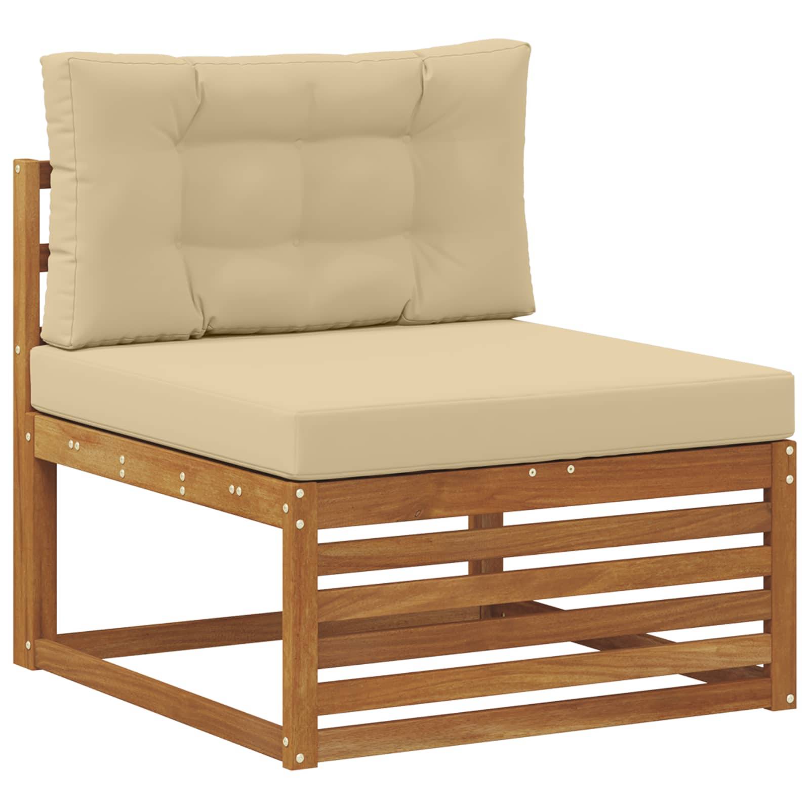 vidaXL Outdoor-Sofagarnitur mit Kissen 7 Stück Natur und Beige
