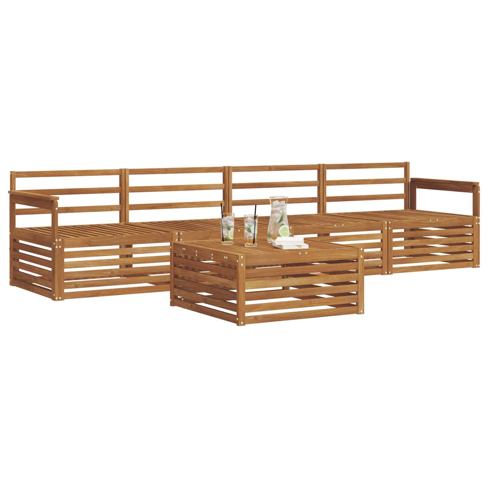vidaXL Outdoor-Sofagarnitur 5 pcs Natur Massivholz Akazie