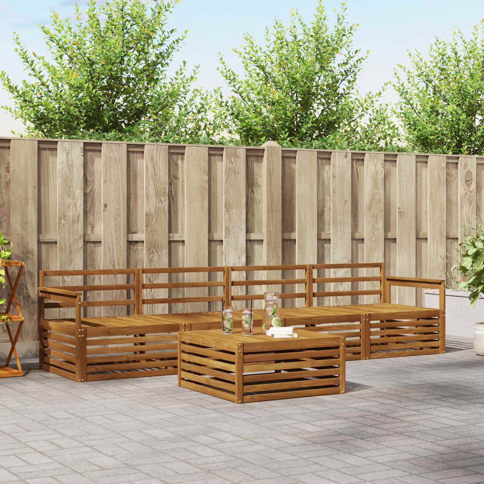 vidaXL Outdoor-Sofagarnitur 5 pcs Natur Massivholz Akazie