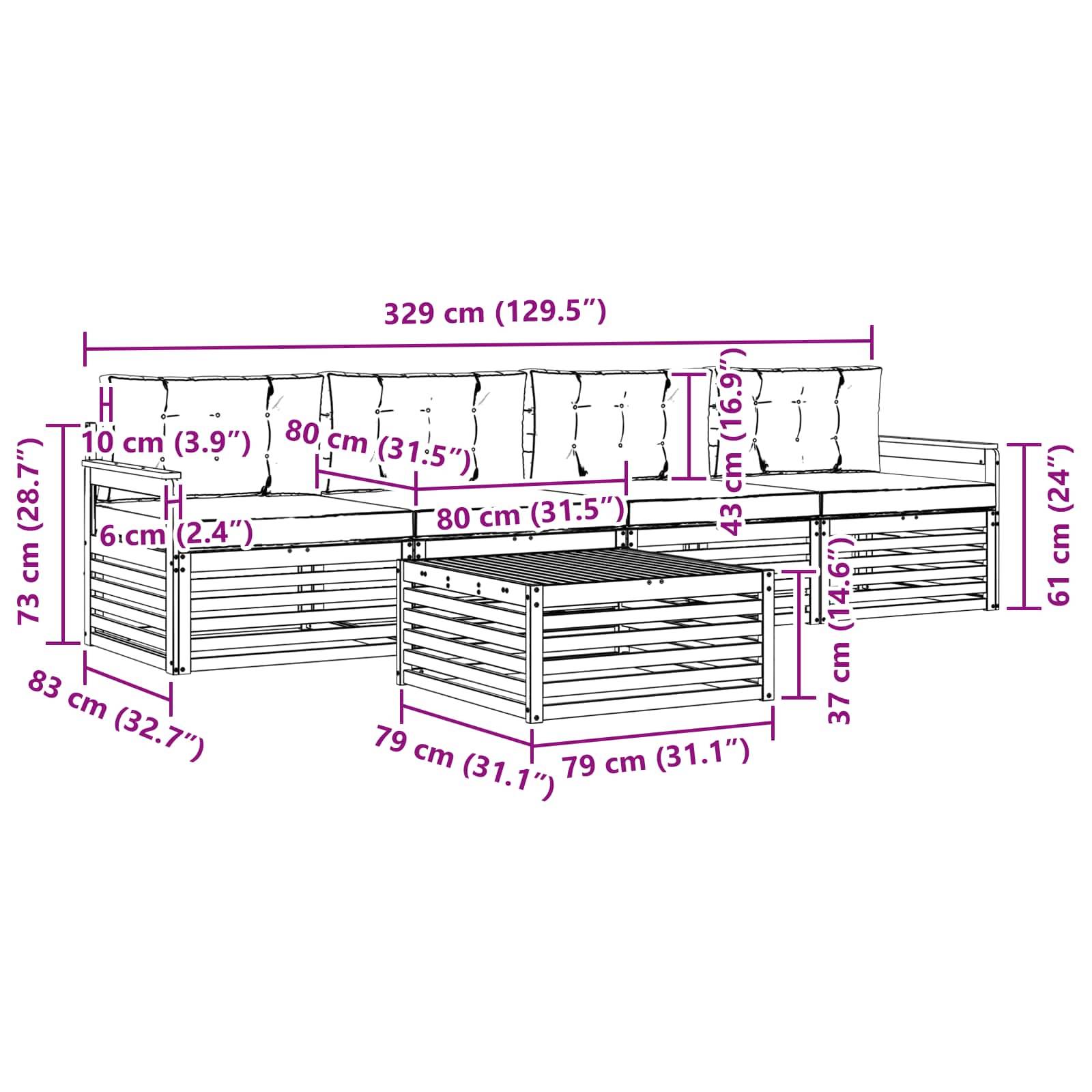 vidaXL Outdoor-Sofagarnitur 5 pcs Weiß und Creme Massivholz Akazie