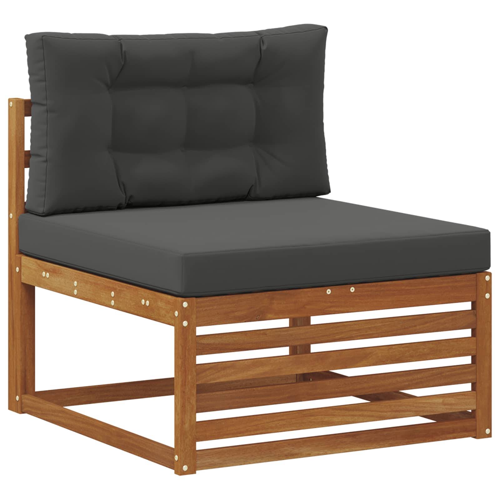 vidaXL Outdoor-Sofagarnitur mit Kissen 7 Stück Natur und Anthrazit