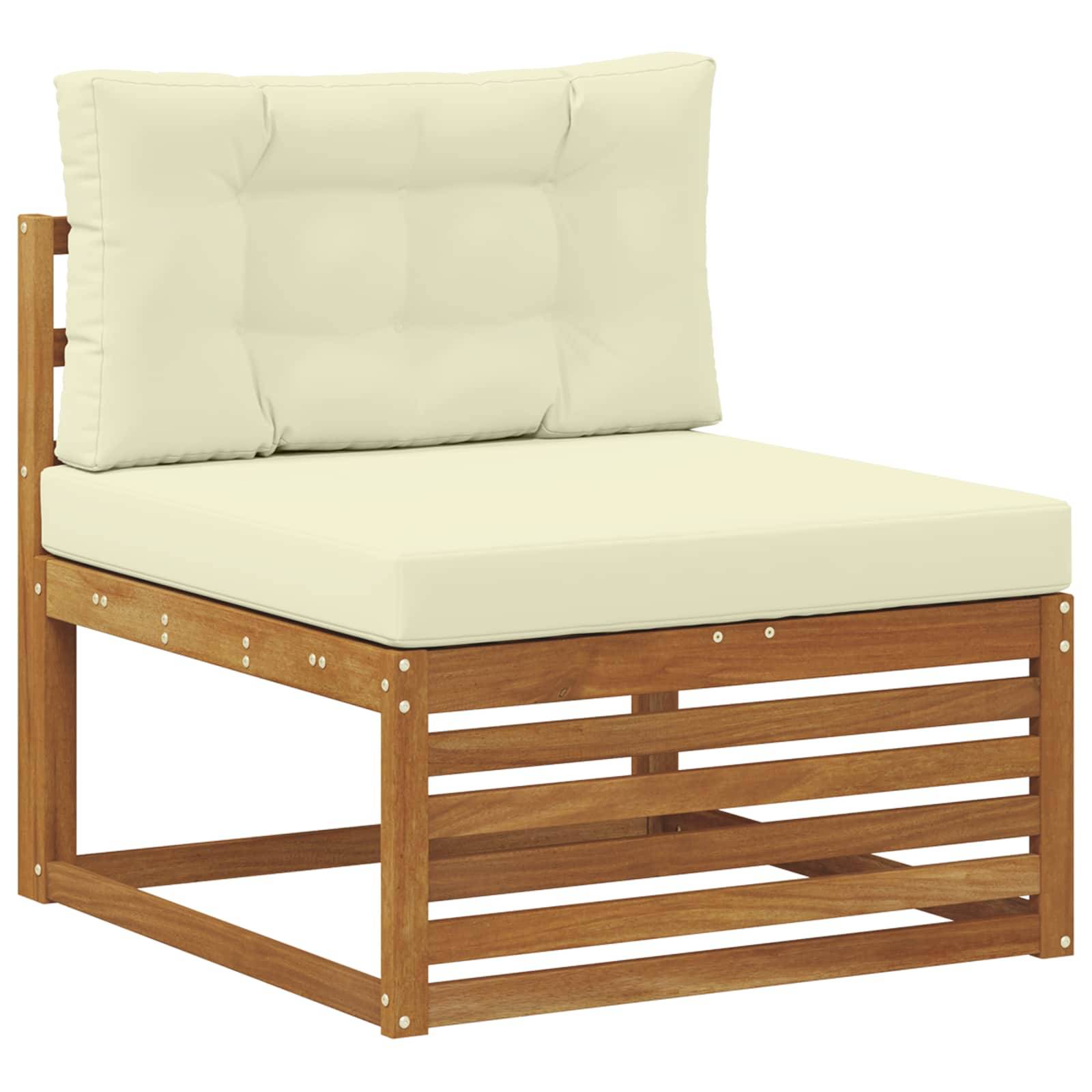 vidaXL Outdoor-Sofagarnitur mit Kissen 4 Stück Natur und Creme