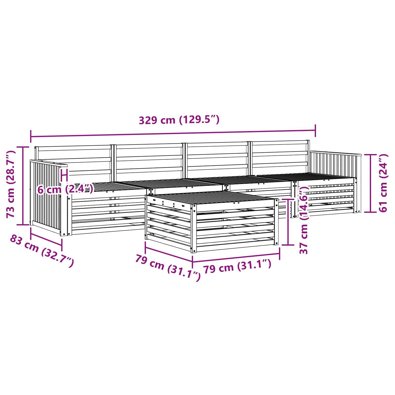 vidaXL Outdoor-Sofagarnitur 5 pcs Weiß Massivholz Akazie
